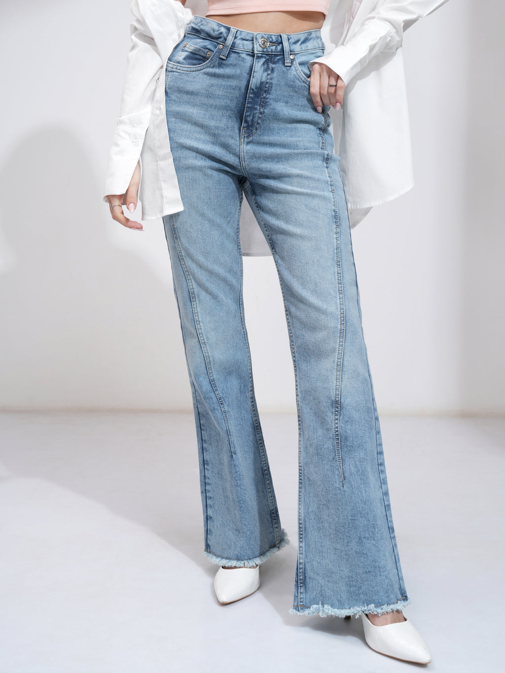 Tokyo Talkies Women Blue Bootcut Stretchable Jeans - Blue - Image 1