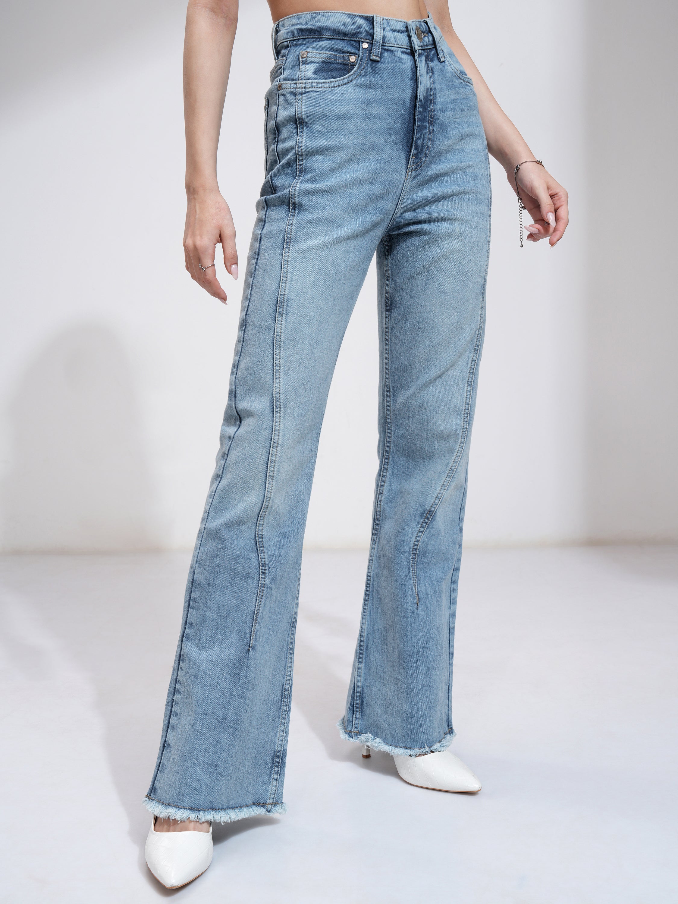 Tokyo Talkies Women Blue Bootcut Stretchable Jeans - Blue - Image 6