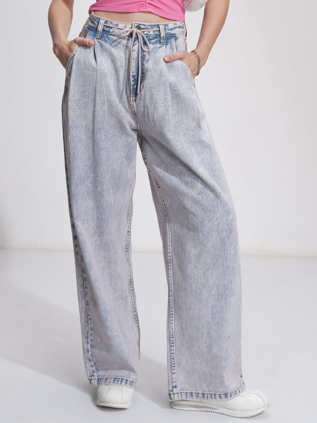 Tokyo Talkies Women Blue Baggy Stretchable Jeans - Blue - Image 1