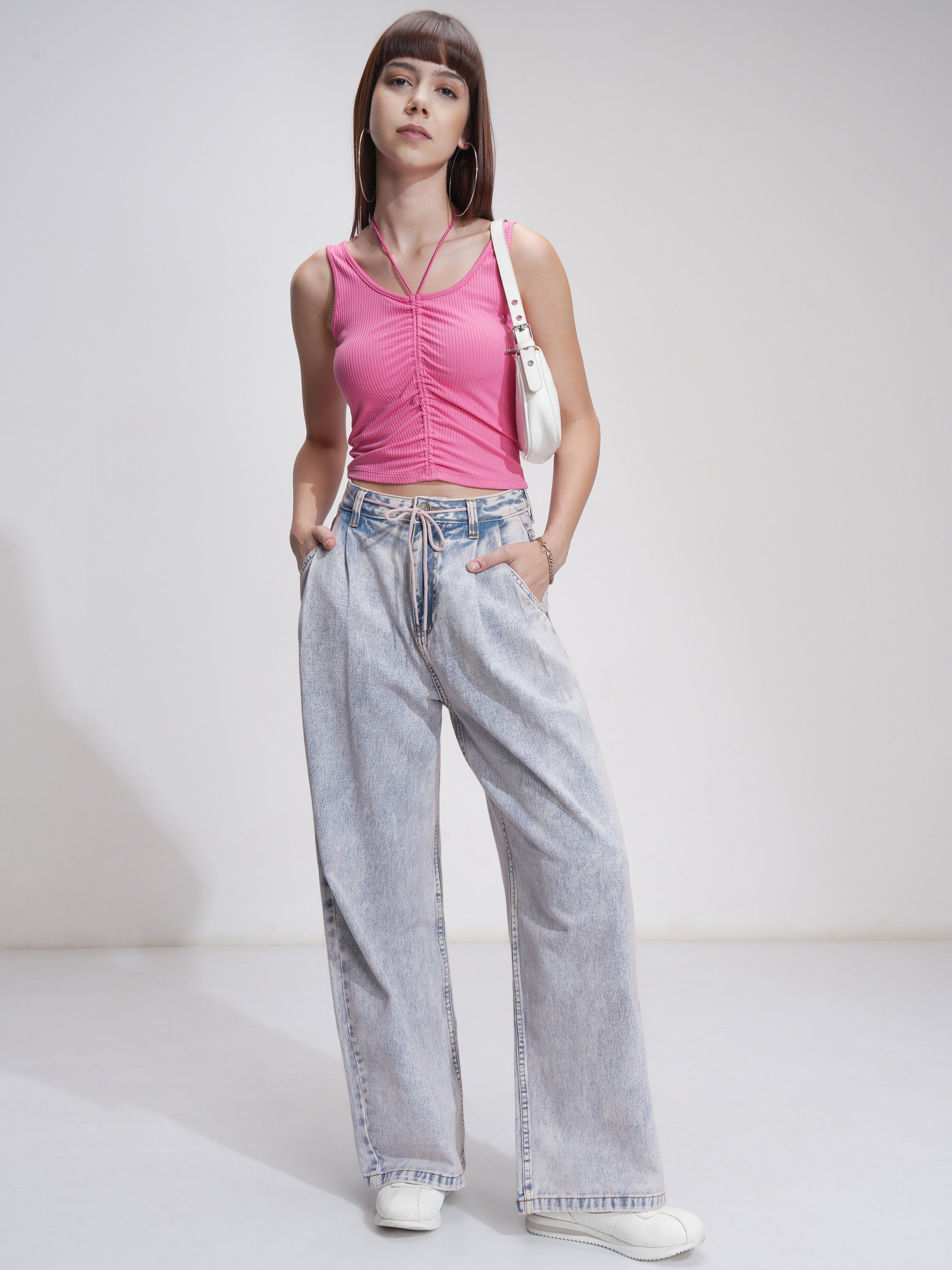 Tokyo Talkies Women Blue Baggy Stretchable Jeans - Blue - Image 2