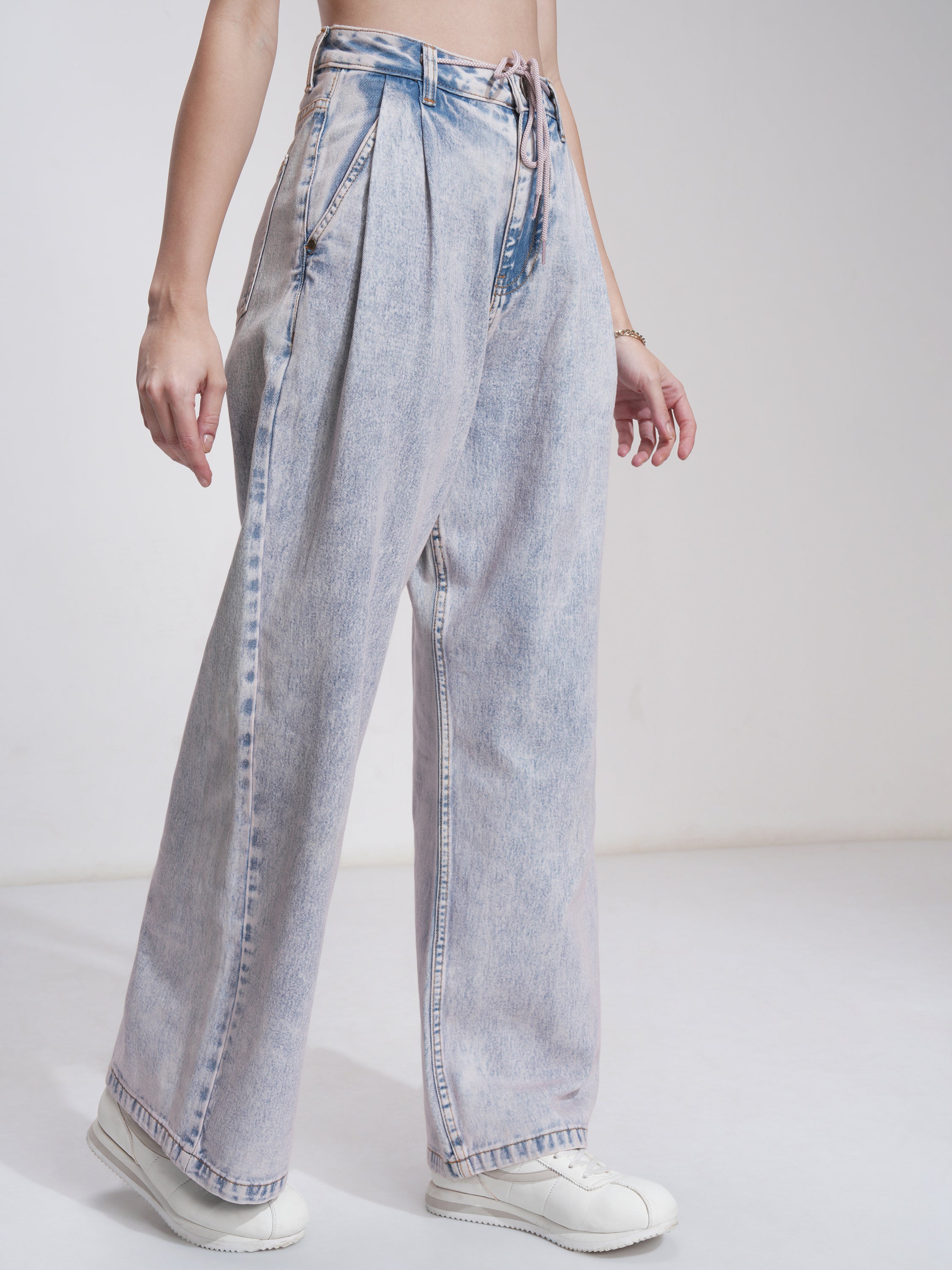 Tokyo Talkies Women Blue Baggy Stretchable Jeans - Blue - Image 6