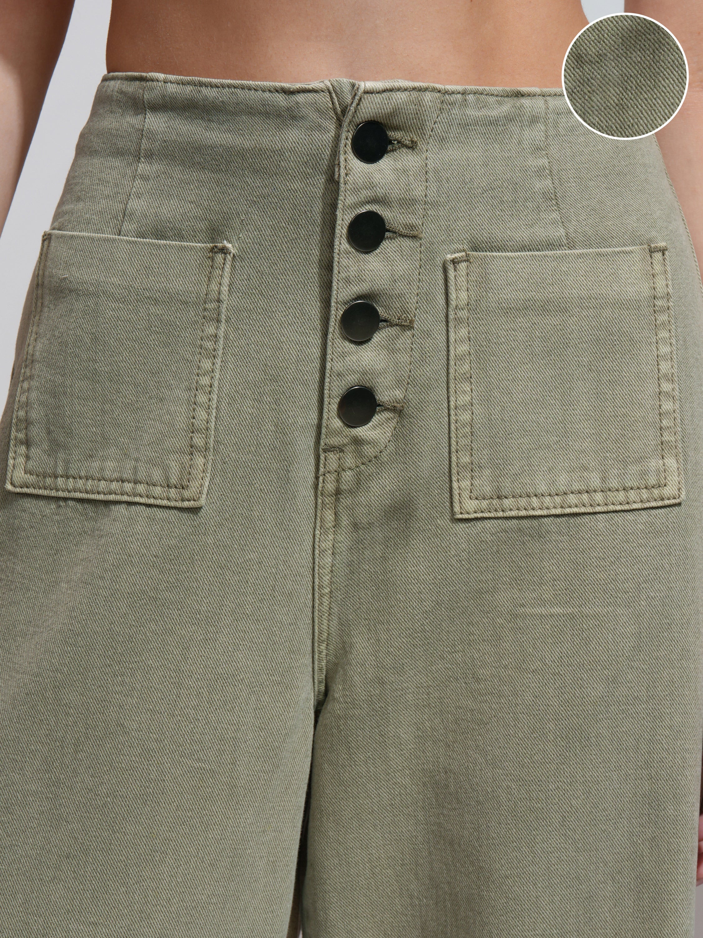 Tokyo Talkies Women Olive Straight Fit Stretchable Jeans - Olive - Image 5