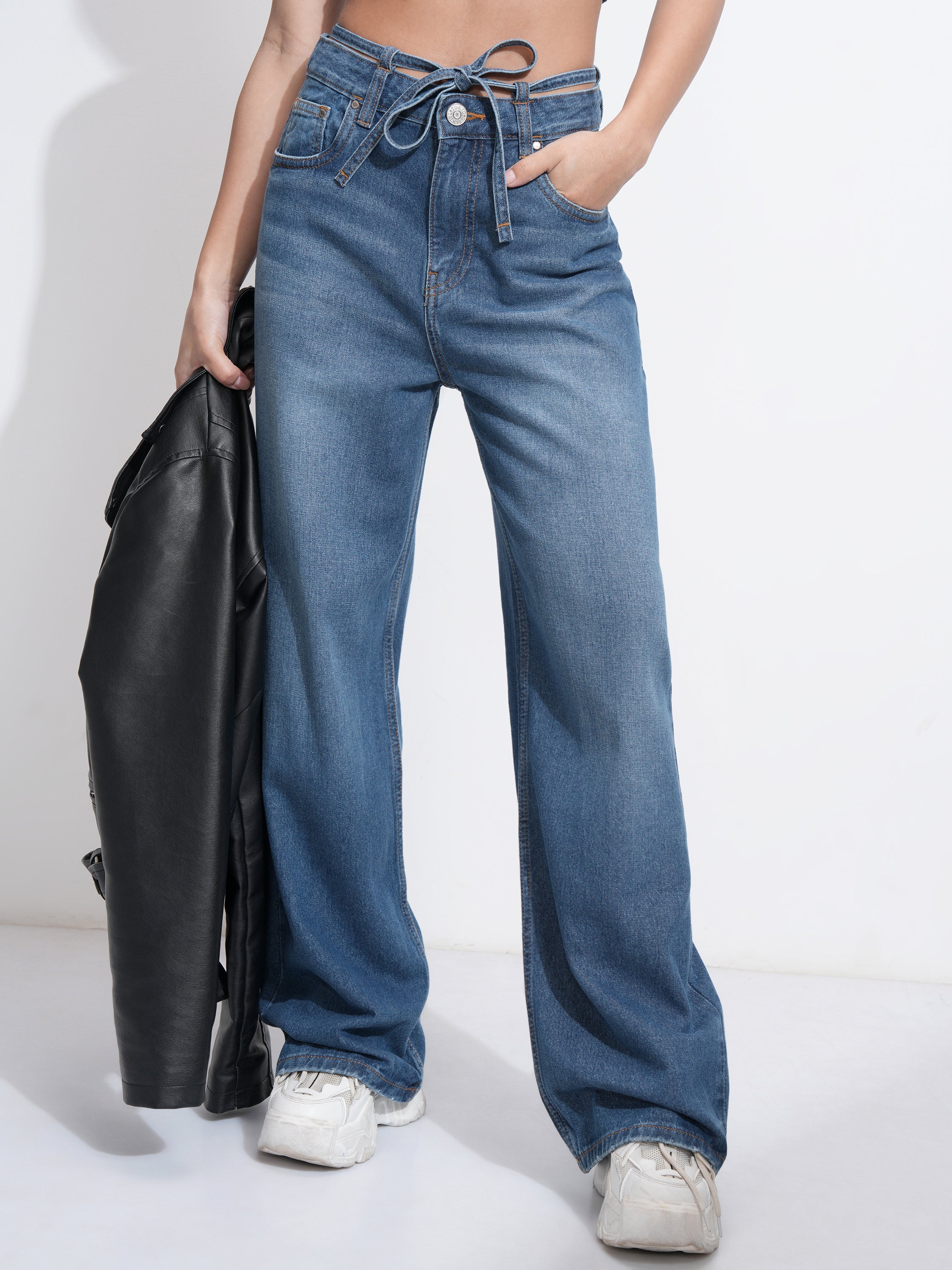 Tokyo Talkies Women Blue Flared Stretchable Jeans - Blue - Image 1