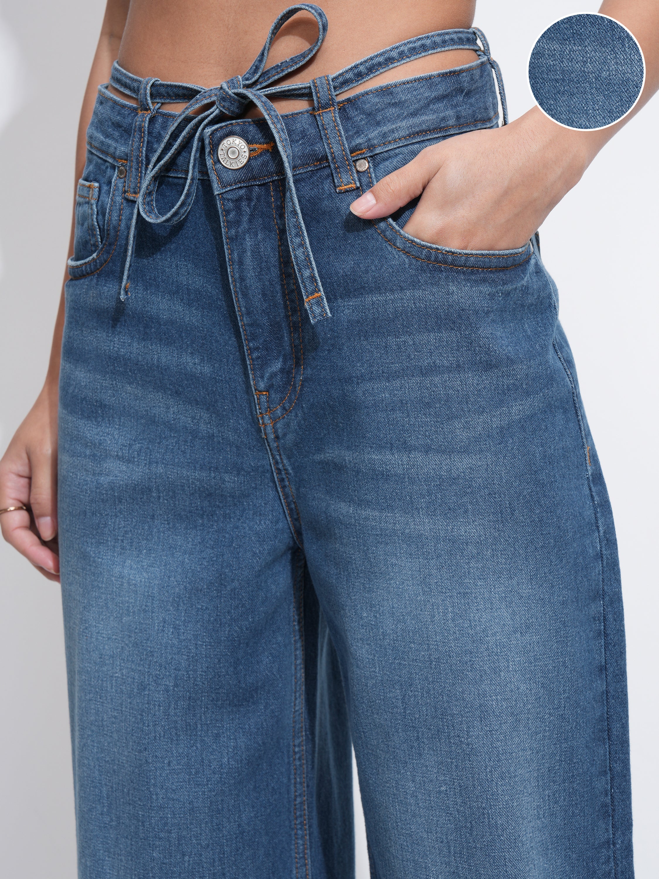 Tokyo Talkies Women Blue Flared Stretchable Jeans - Blue - Image 5
