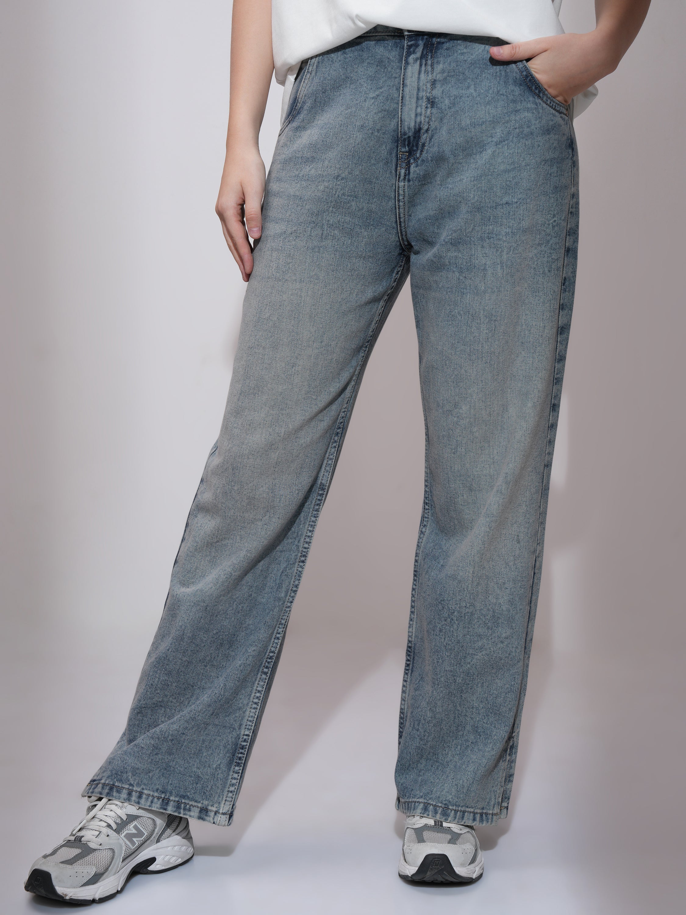 Tokyo Talkies Women Blue Straight Fit Stretchable Jeans - Blue - Image 1