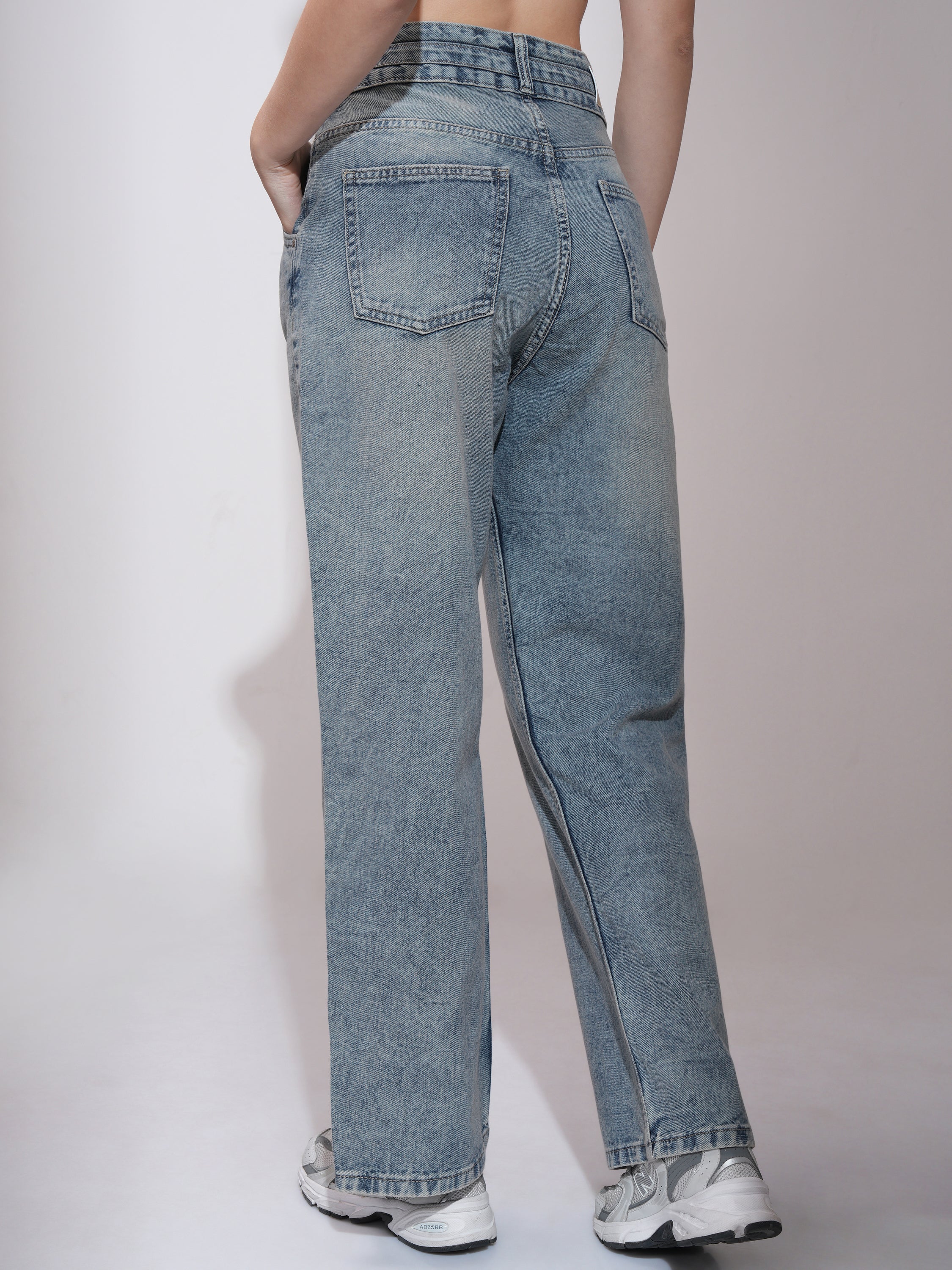 Tokyo Talkies Women Blue Straight Fit Stretchable Jeans - Blue - Image 3