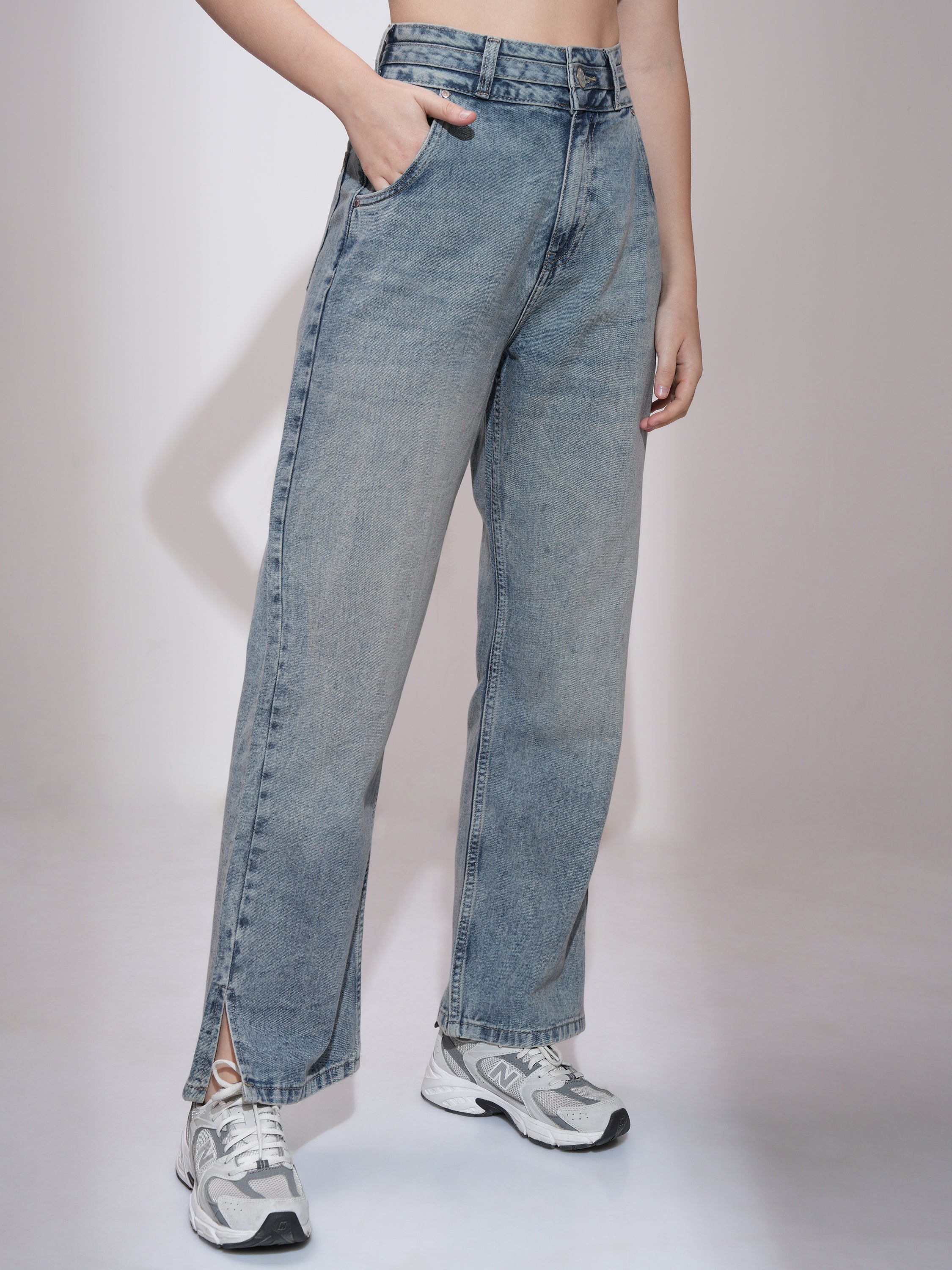 Tokyo Talkies Women Blue Straight Fit Stretchable Jeans - Blue - Image 6