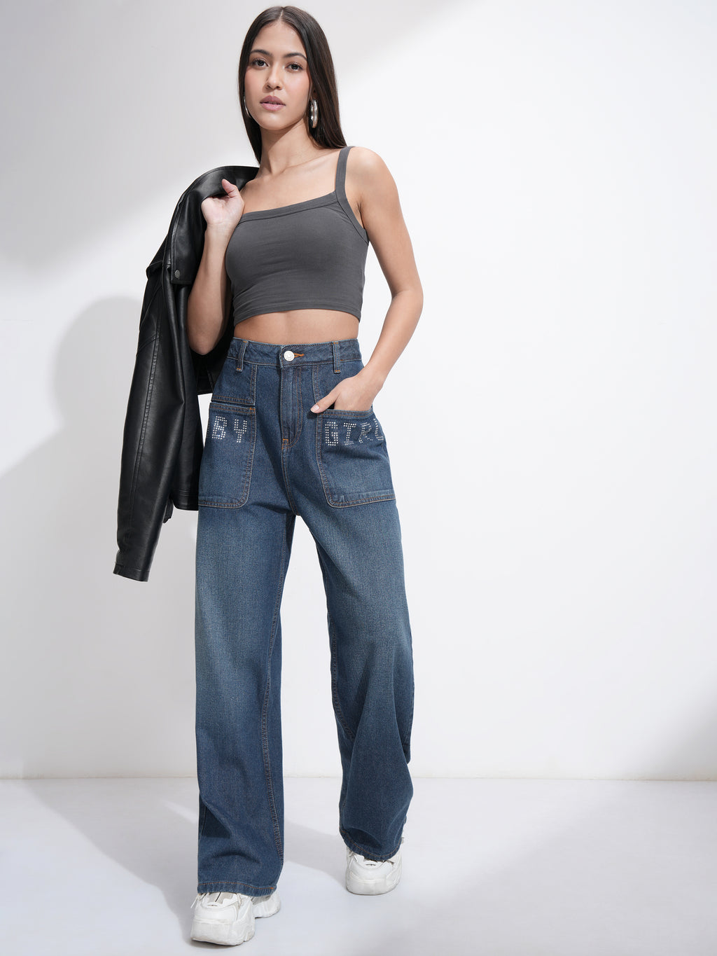 Tokyo Talkies Women Blue Wide Leg Stretchable Jeans - Blue - Image 2