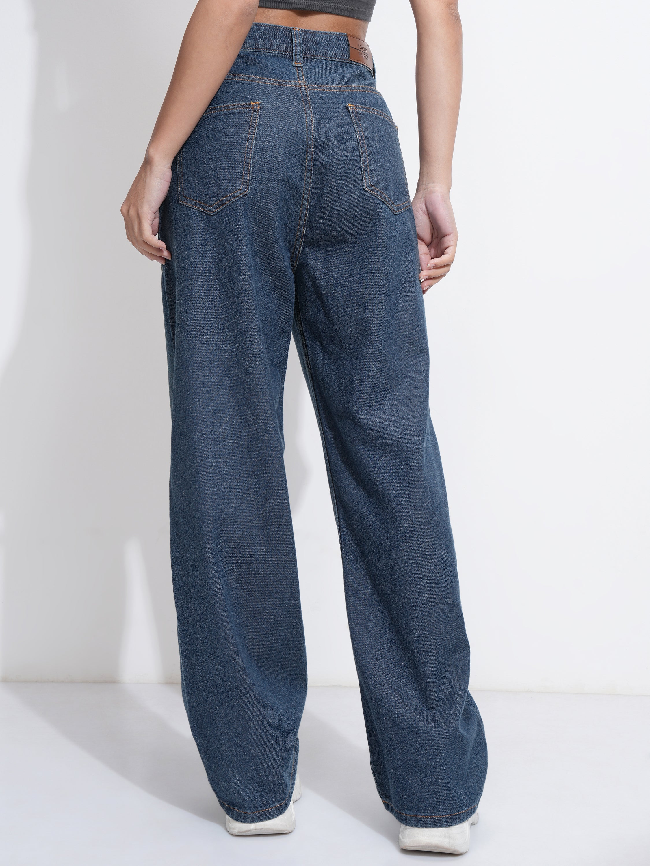 Tokyo Talkies Women Blue Wide Leg Stretchable Jeans - Blue - Image 3