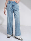 Tokyo Talkies Women Blue Straight Fit Jeans - Blue - Image 1