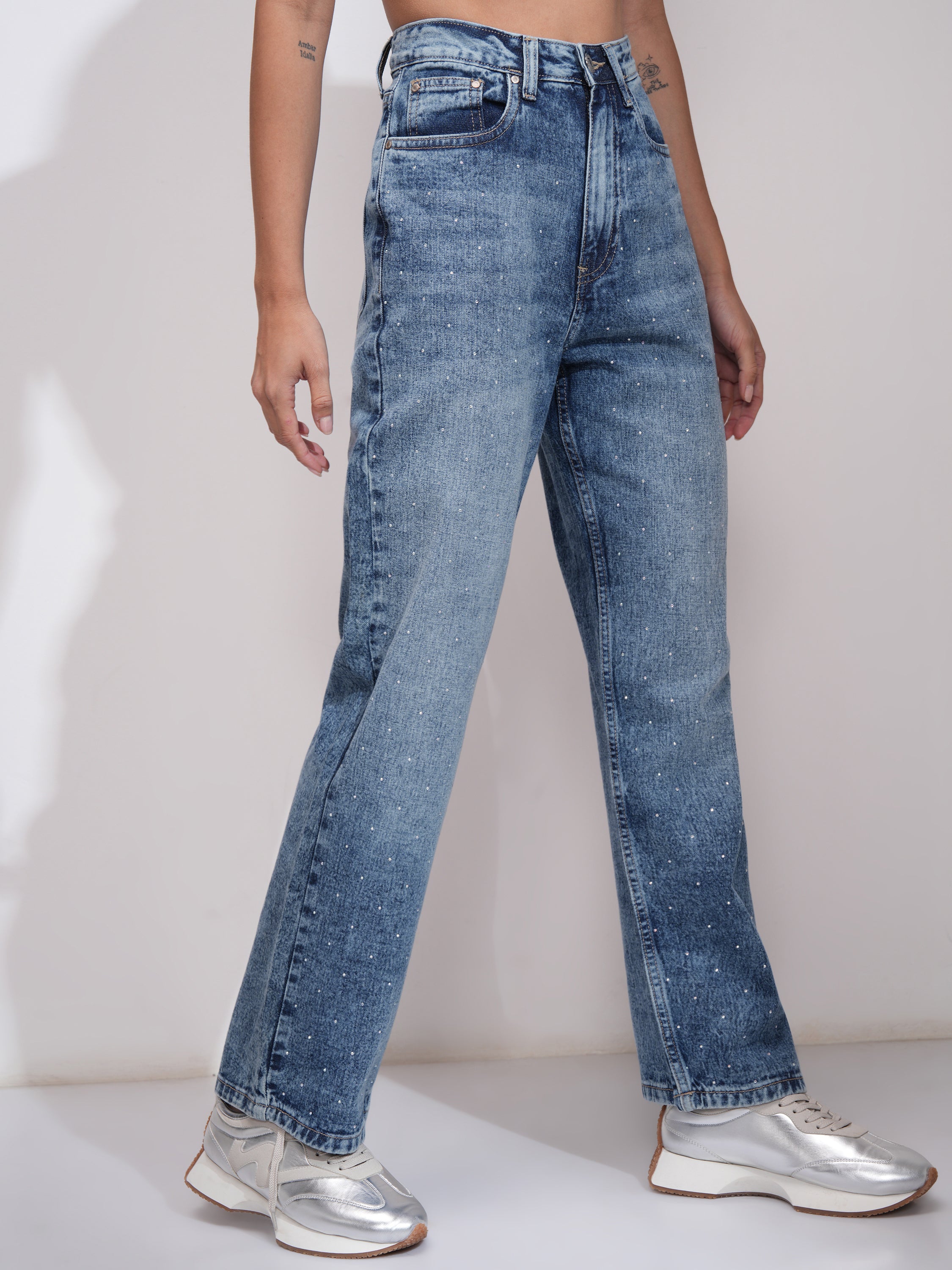 Tokyo Talkies Women Blue Dad Fit Stretchable Jeans - Blue - Image 6