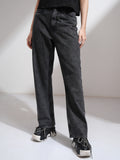 Tokyo Talkies Women Grey Dad Fit Stretchable Jeans - Grey - Image 1