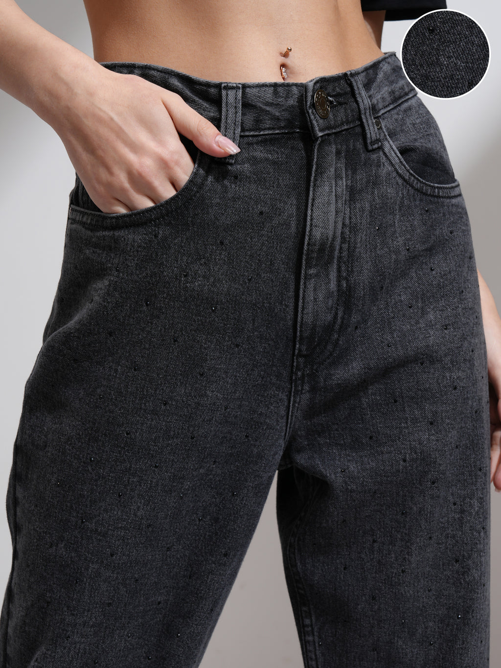 Tokyo Talkies Women Grey Dad Fit Stretchable Jeans - Grey - Image 5