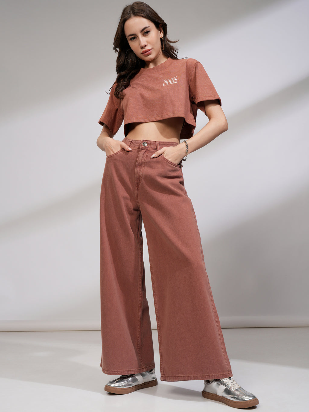 Tokyo Talkies Women Brown Flared Stretchable Jeans - Brown - Image 2