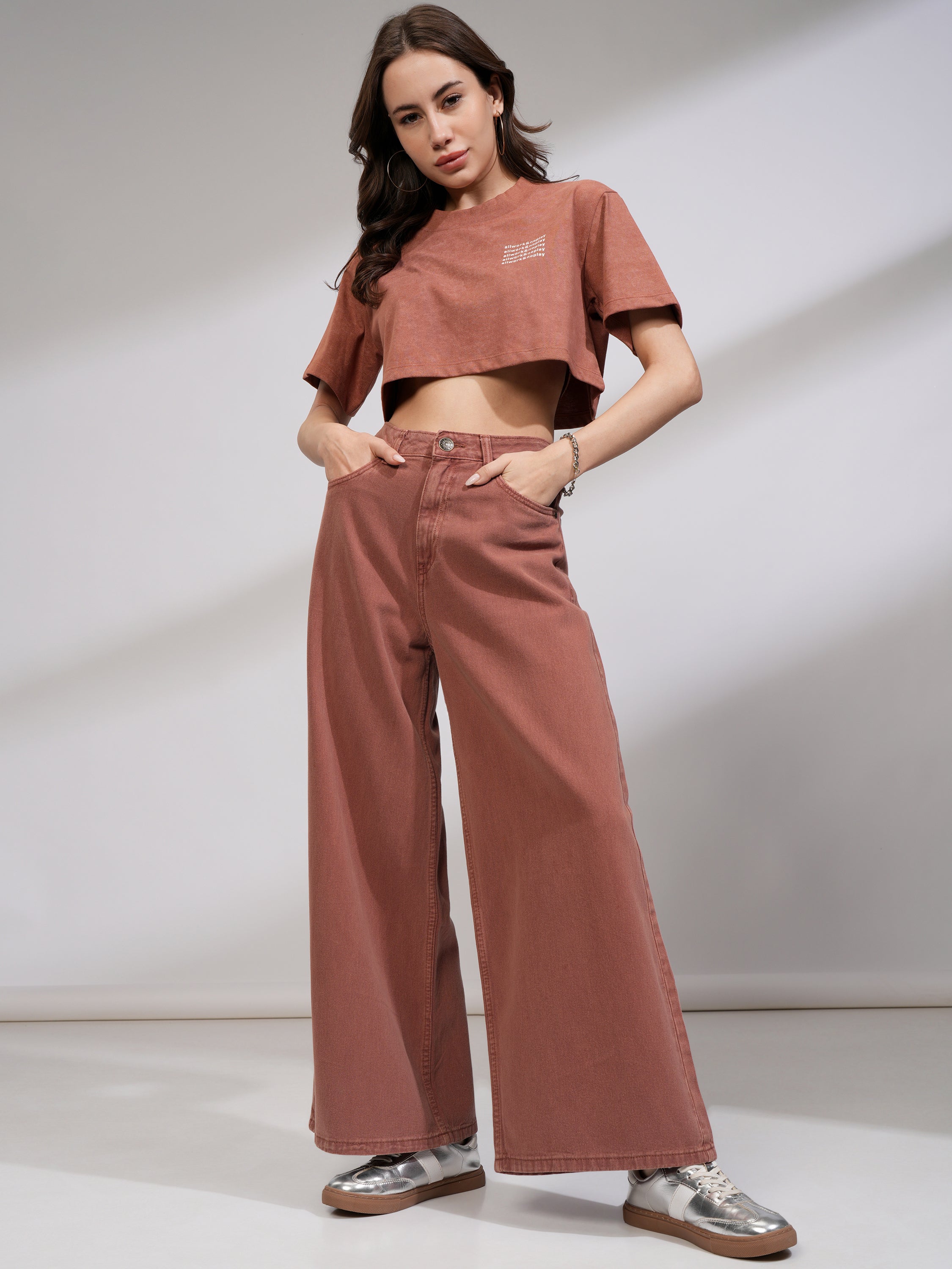 Tokyo Talkies Women Brown Flared Stretchable Jeans - Brown - Image 2