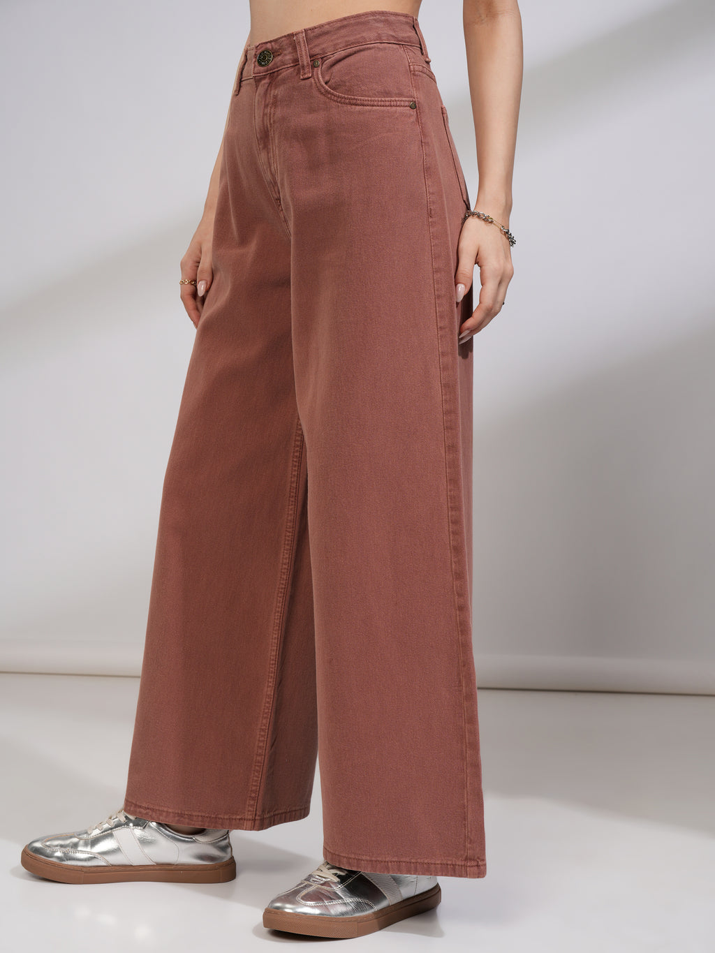 Tokyo Talkies Women Brown Flared Stretchable Jeans - Brown - Image 4