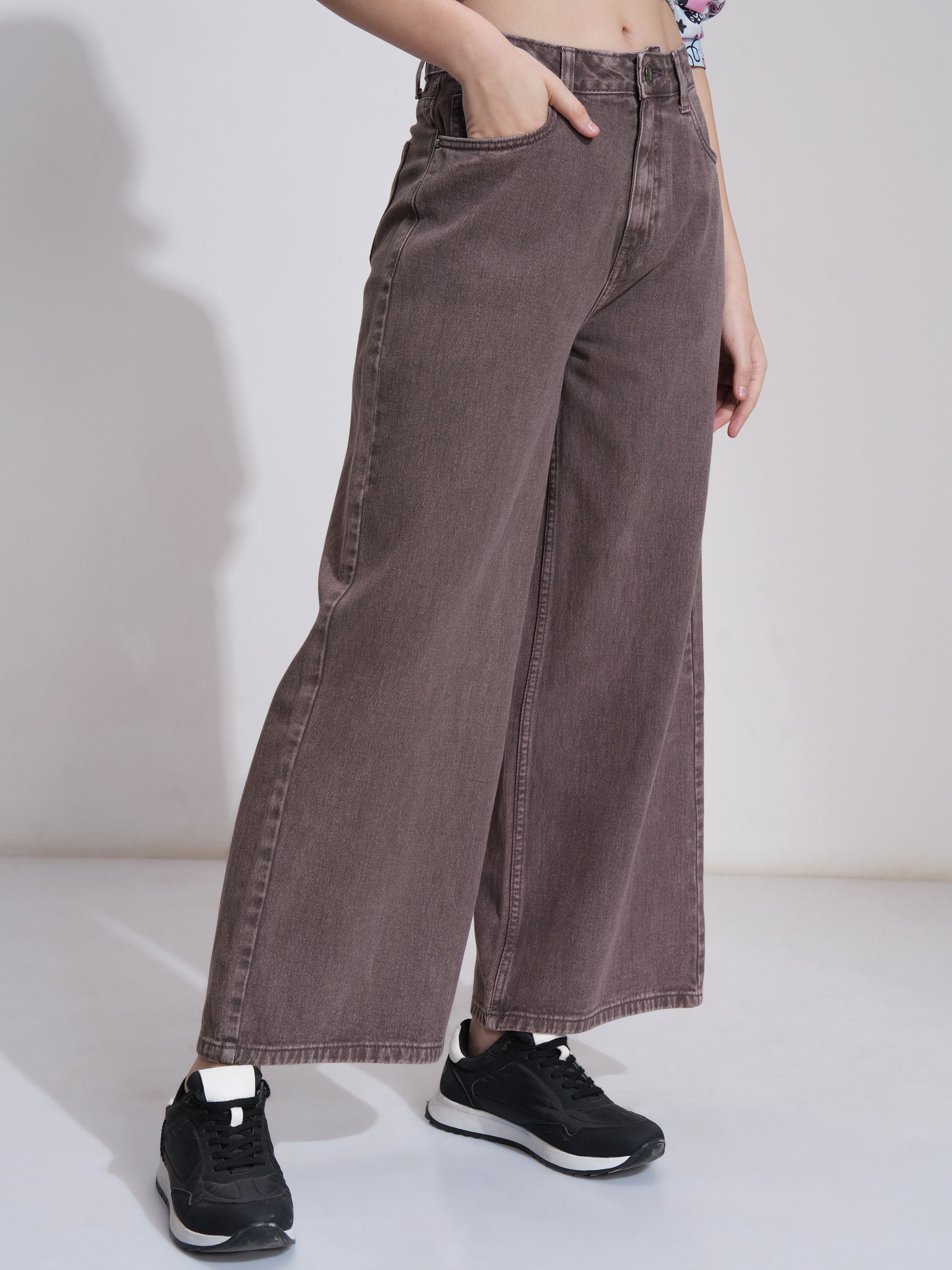 Tokyo Talkies Women Mauve Flared Stretchable Jeans - Mauve - Image 6