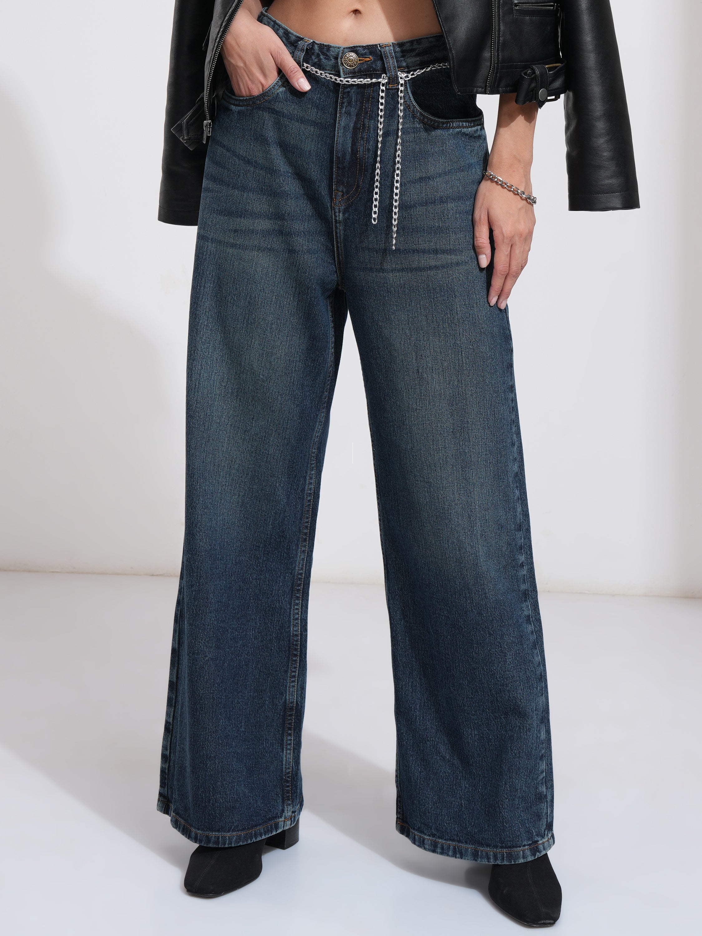 Tokyo Talkies Women Blue Flared Stretchable Jeans - Blue - Image 1