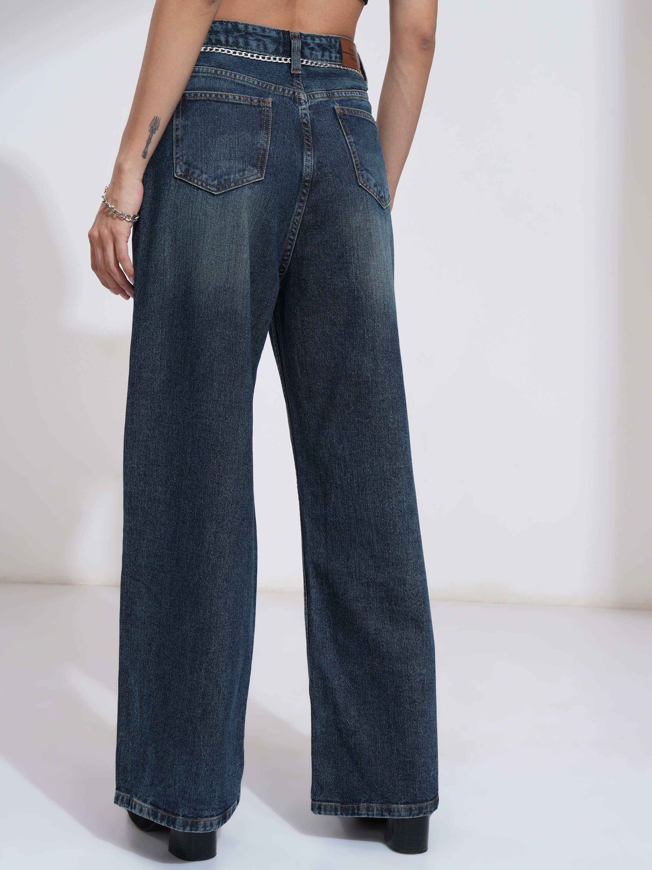 Tokyo Talkies Women Blue Flared Stretchable Jeans - Blue - Image 3