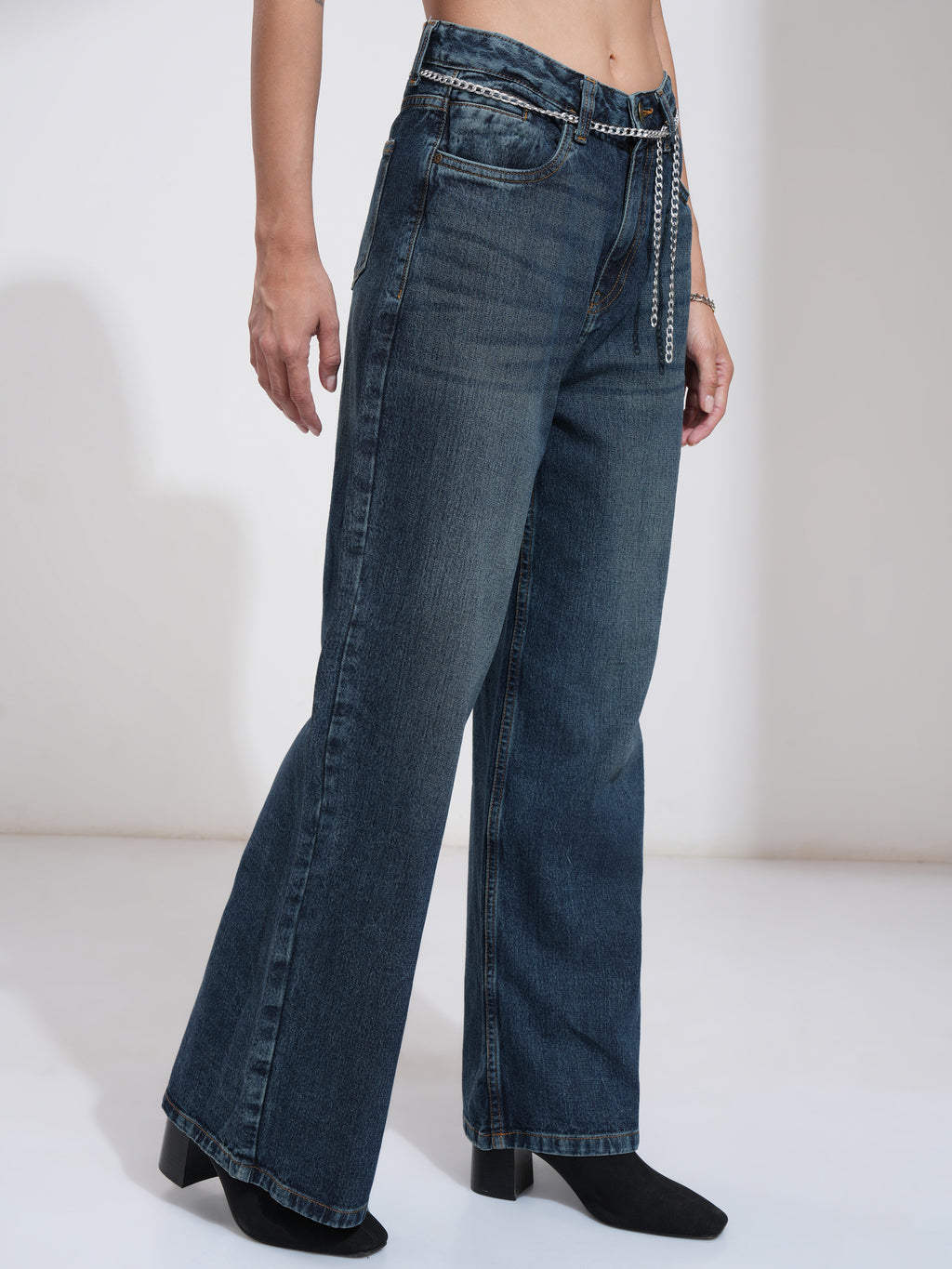 Tokyo Talkies Women Blue Flared Stretchable Jeans - Blue - Image 6