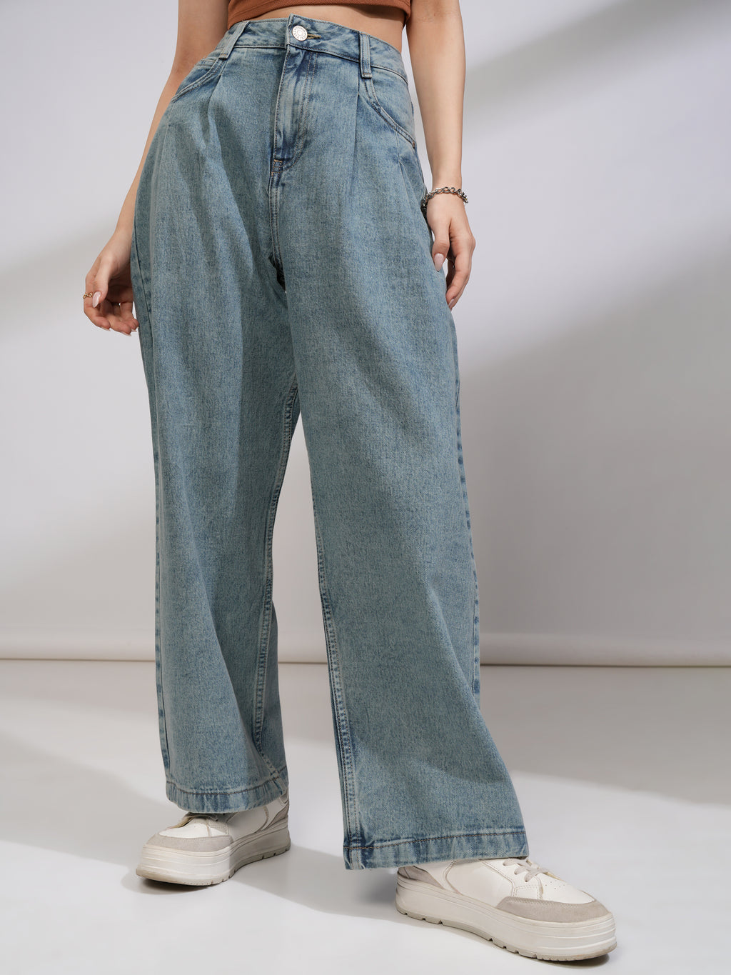 Tokyo Talkies Women Blue Wide Leg Stretchable Jeans - Blue - Image 1