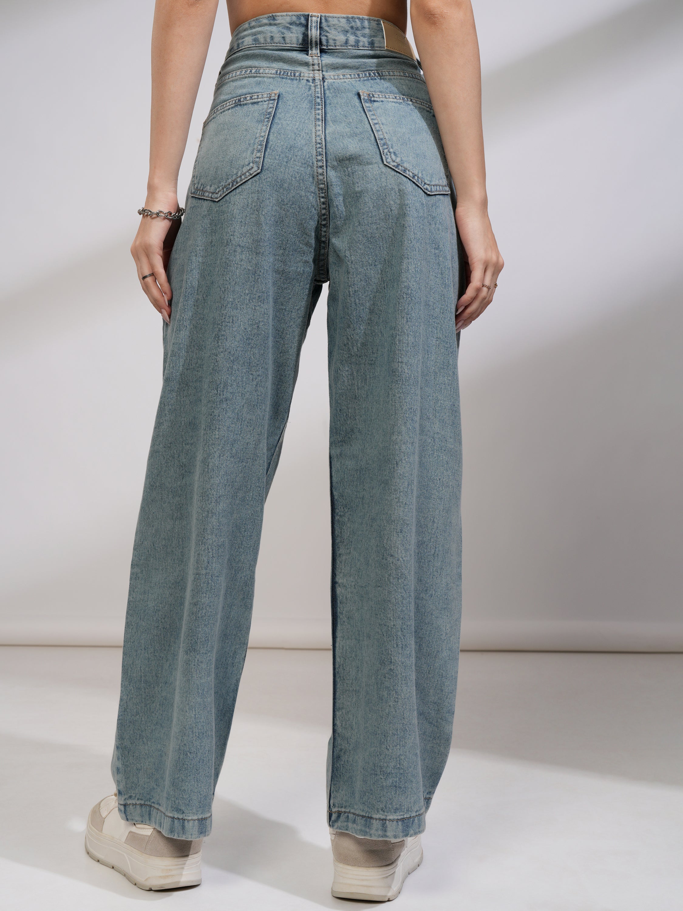 Tokyo Talkies Women Blue Wide Leg Stretchable Jeans - Blue - Image 3