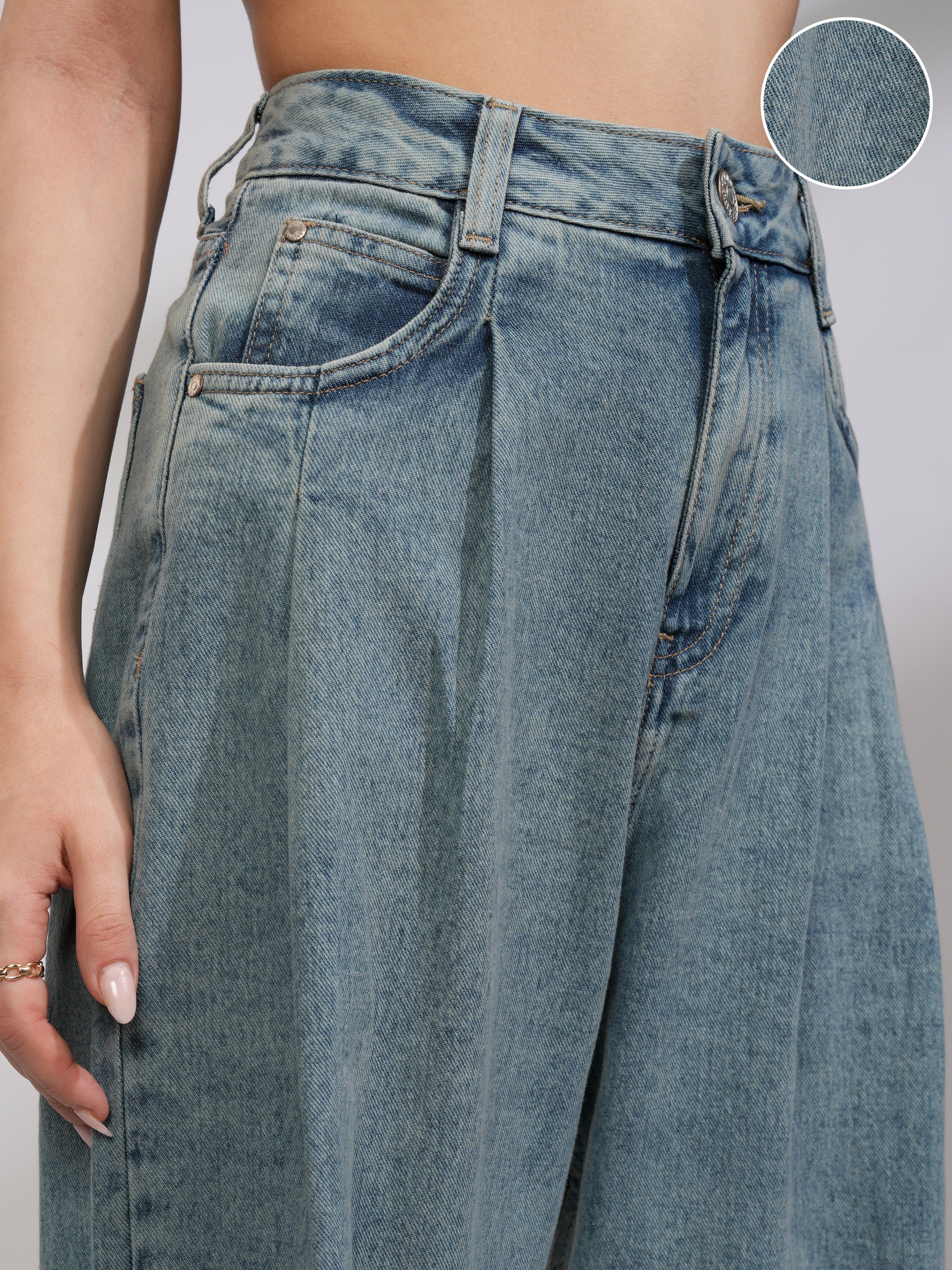 Tokyo Talkies Women Blue Wide Leg Stretchable Jeans - Blue - Image 5