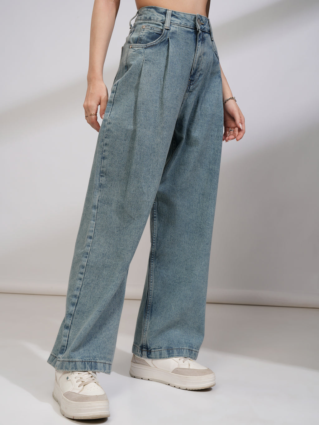 Tokyo Talkies Women Blue Wide Leg Stretchable Jeans - Blue - Image 6