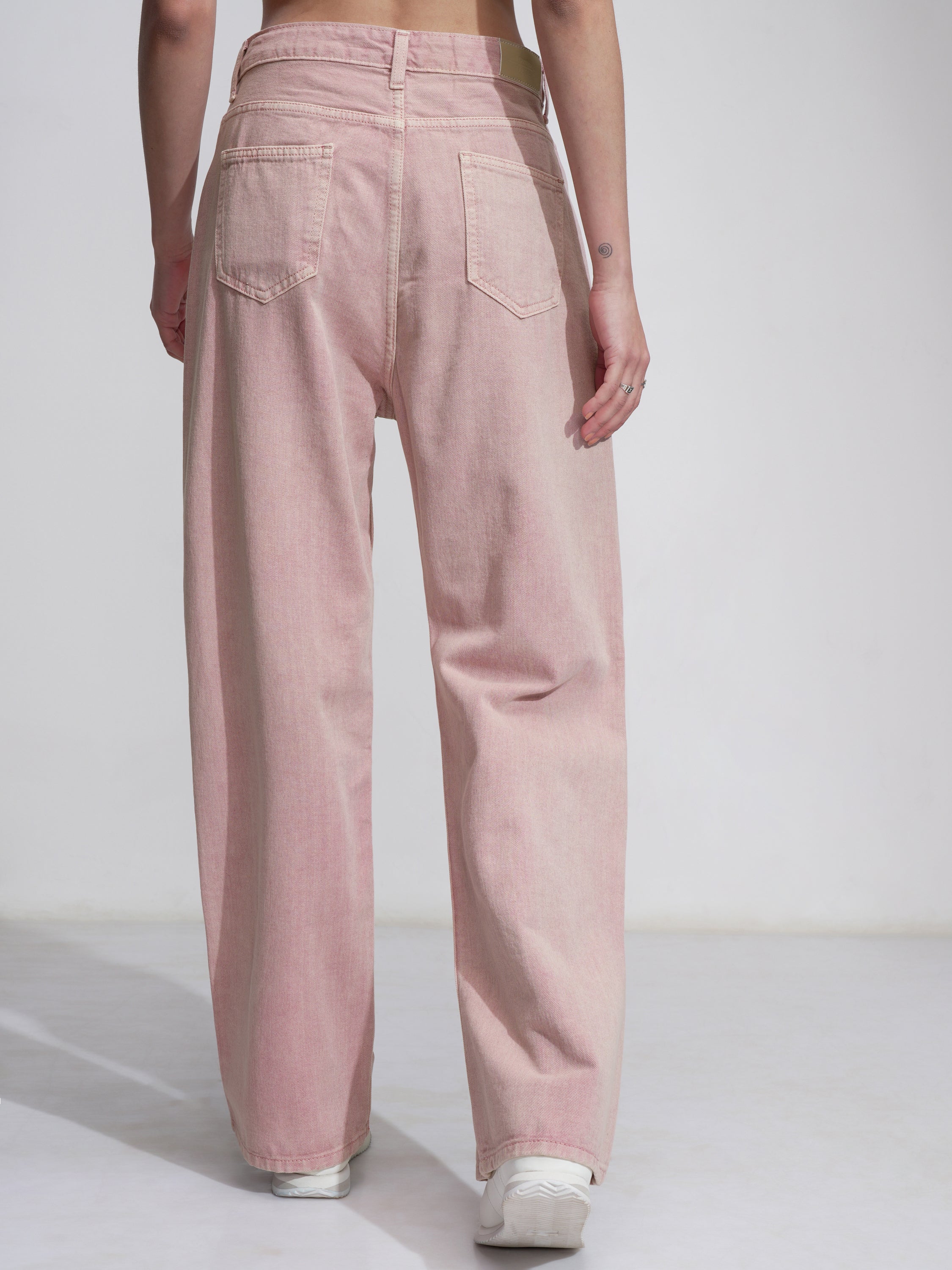 Tokyo Talkies Women Pink Wide Leg Stretchable Jeans - Pink - Image 3