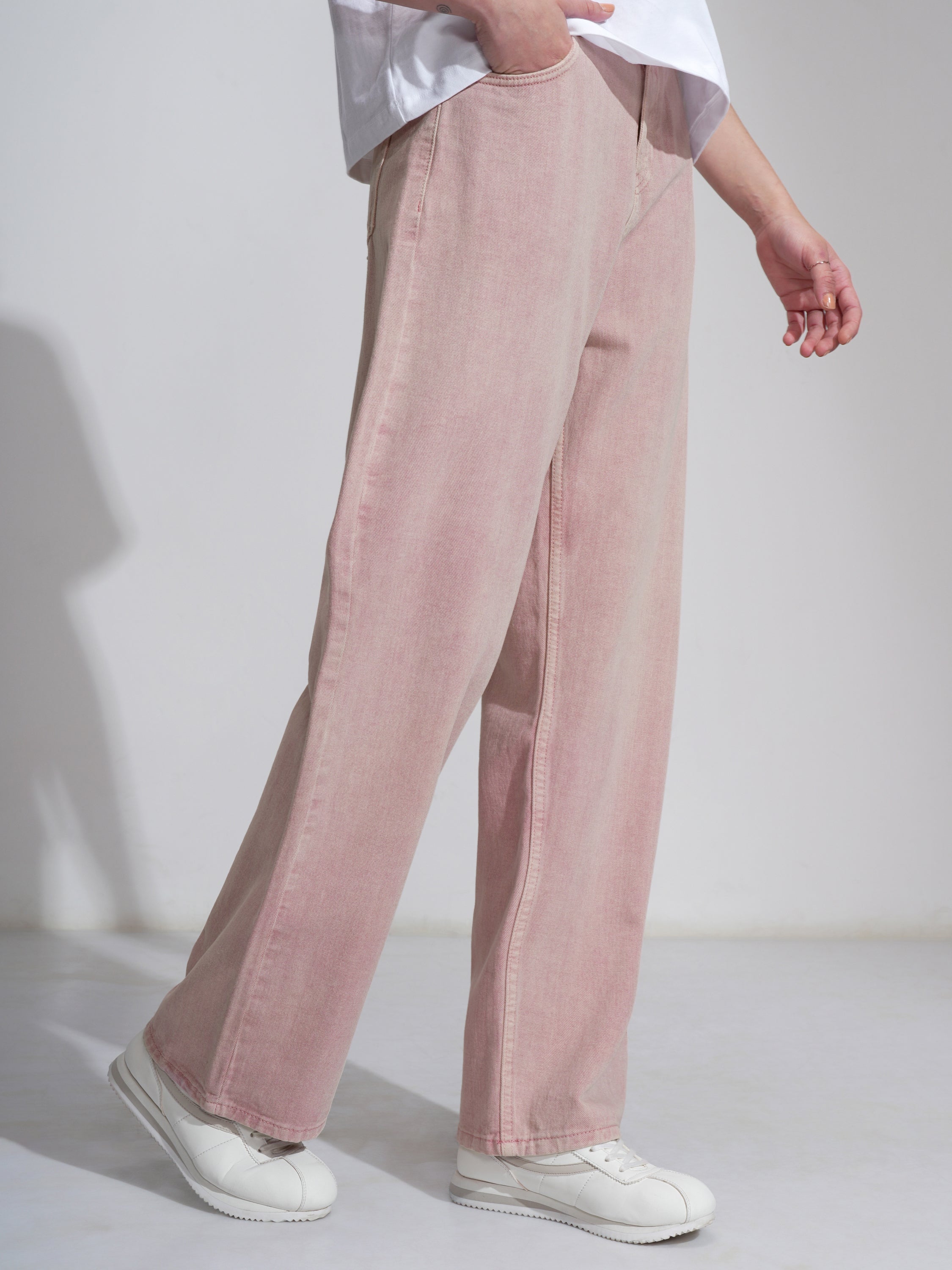 Tokyo Talkies Women Pink Wide Leg Stretchable Jeans - Pink - Image 6
