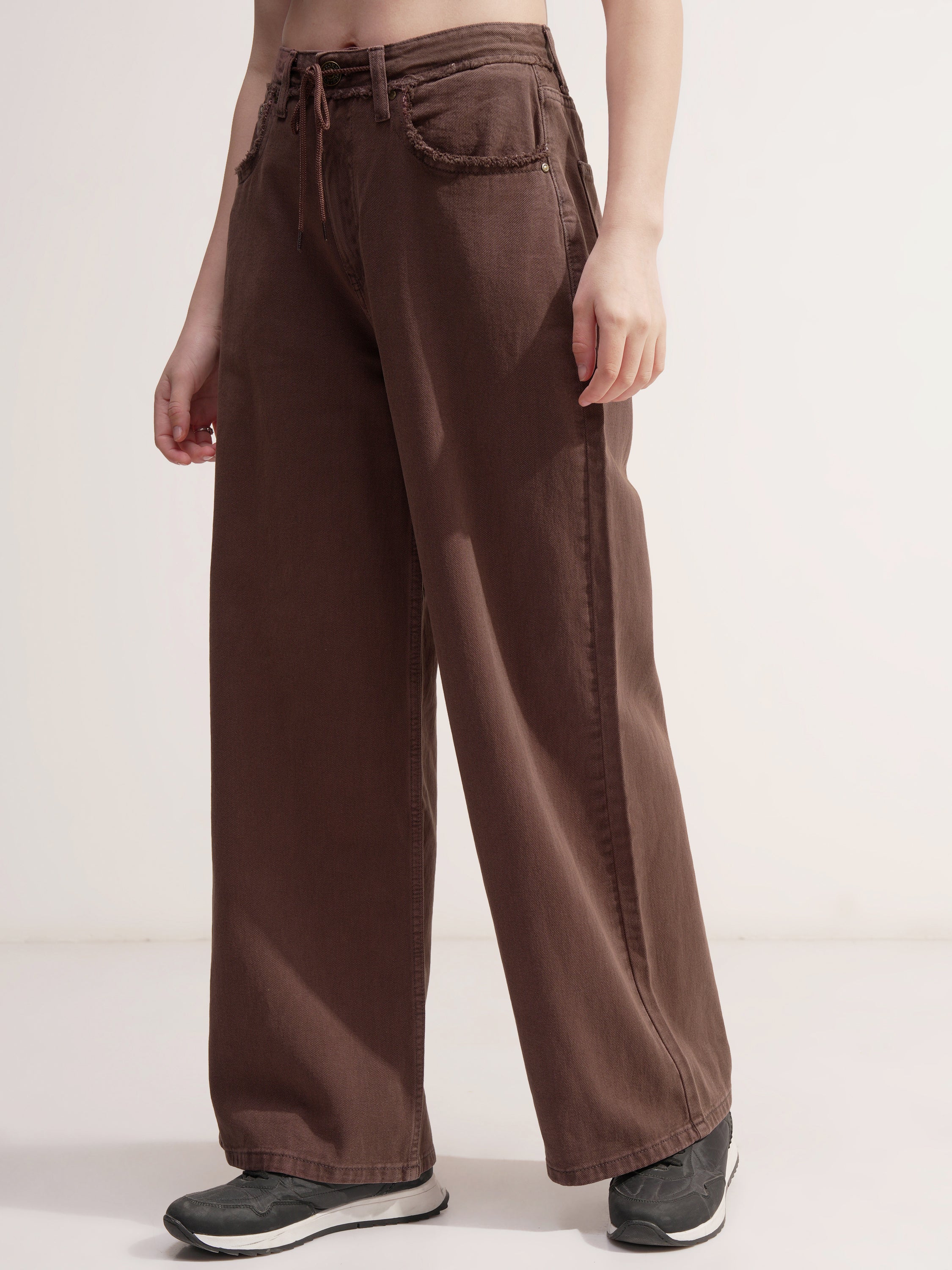 Tokyo Talkies Women Brown Dad Fit Stretchable Jeans - Brown - Image 4