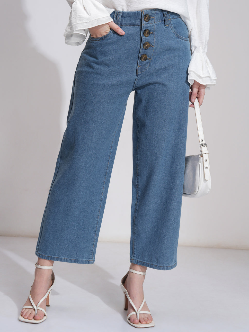 Tokyo Talkies Women Blue Flared Stretchable Jeans - Blue - Image 1
