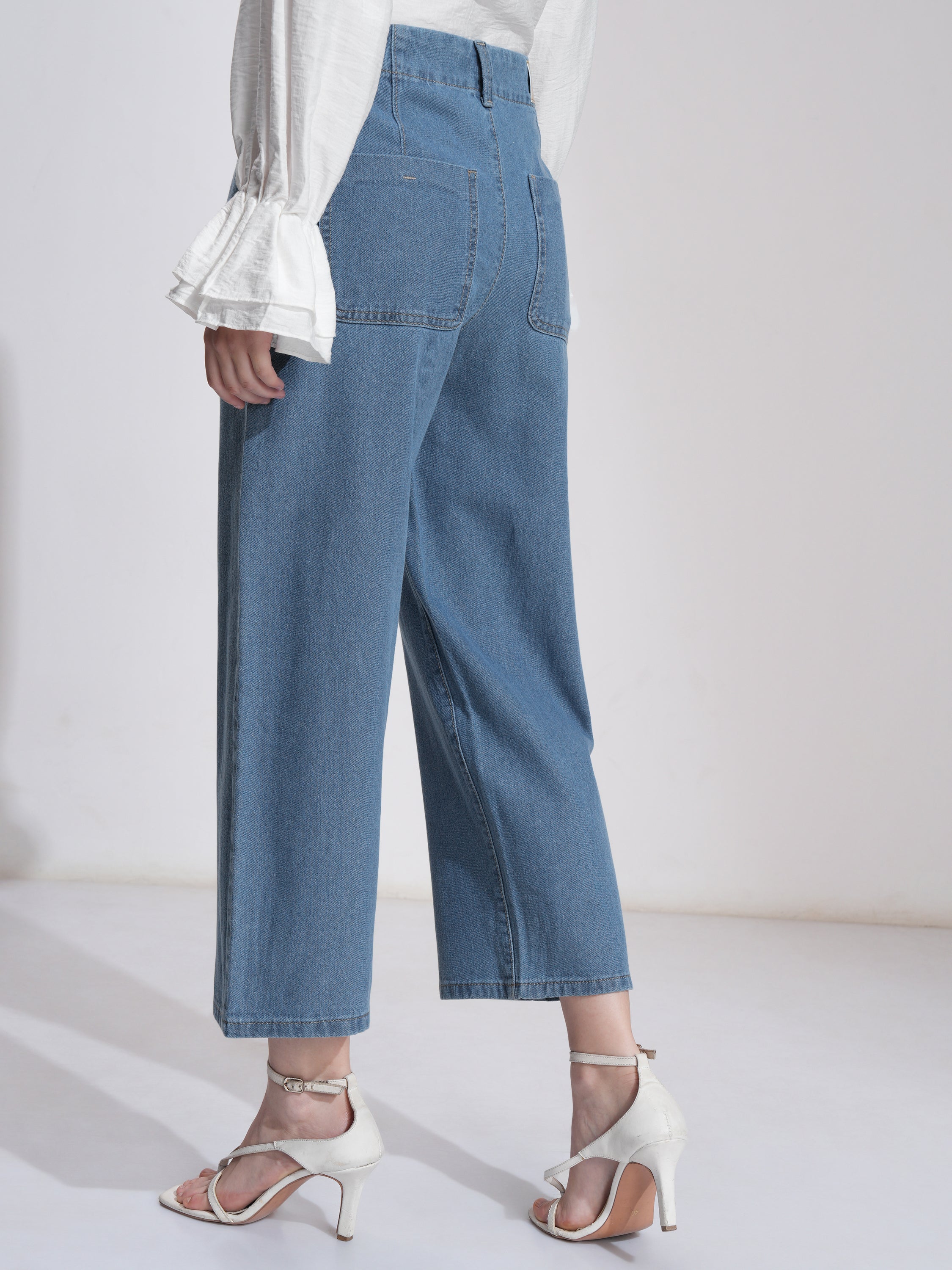 Tokyo Talkies Women Blue Flared Stretchable Jeans - Blue - Image 3
