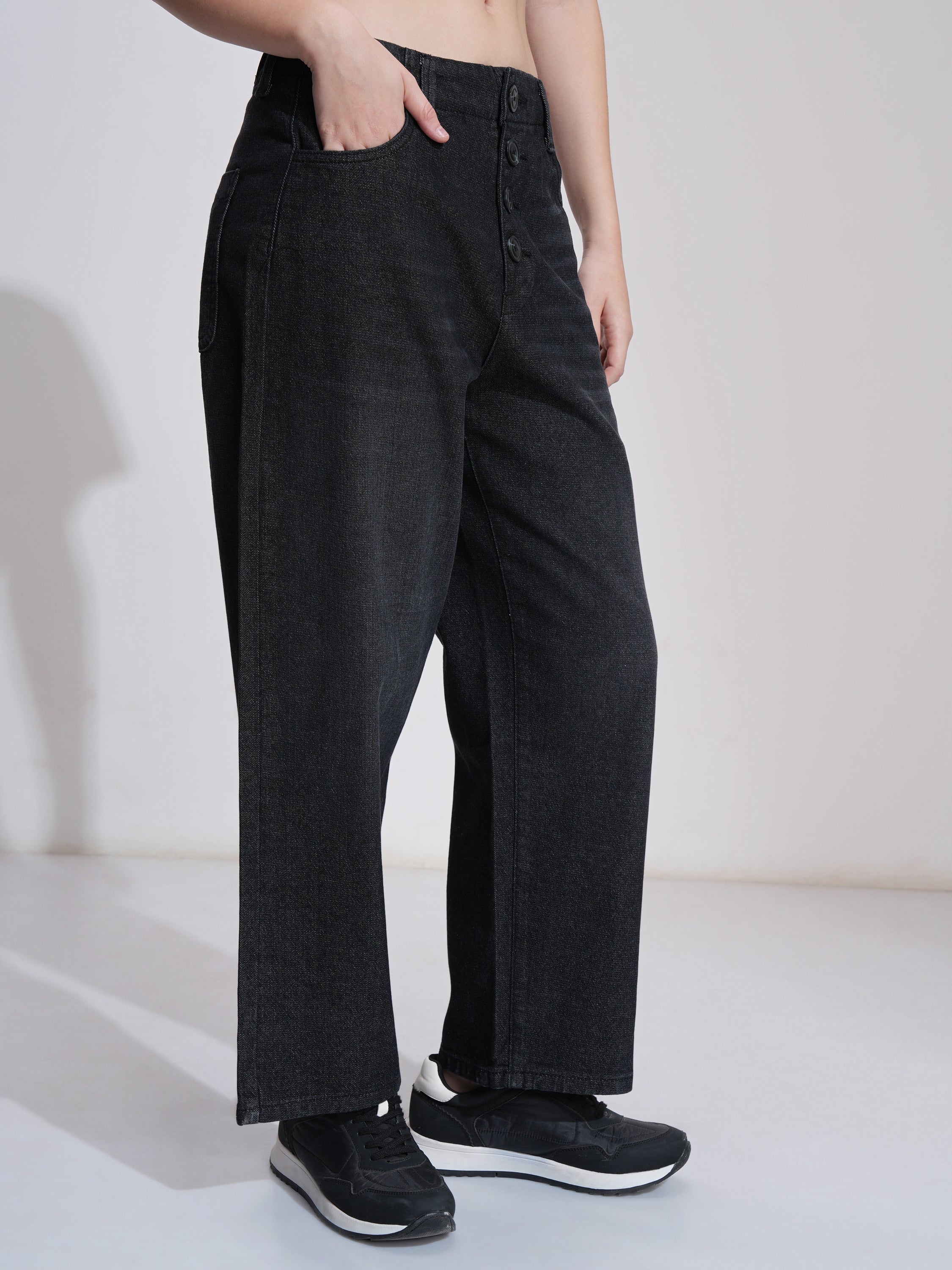Tokyo Talkies Women Black Flared Stretchable Jeans - Black - Image 6