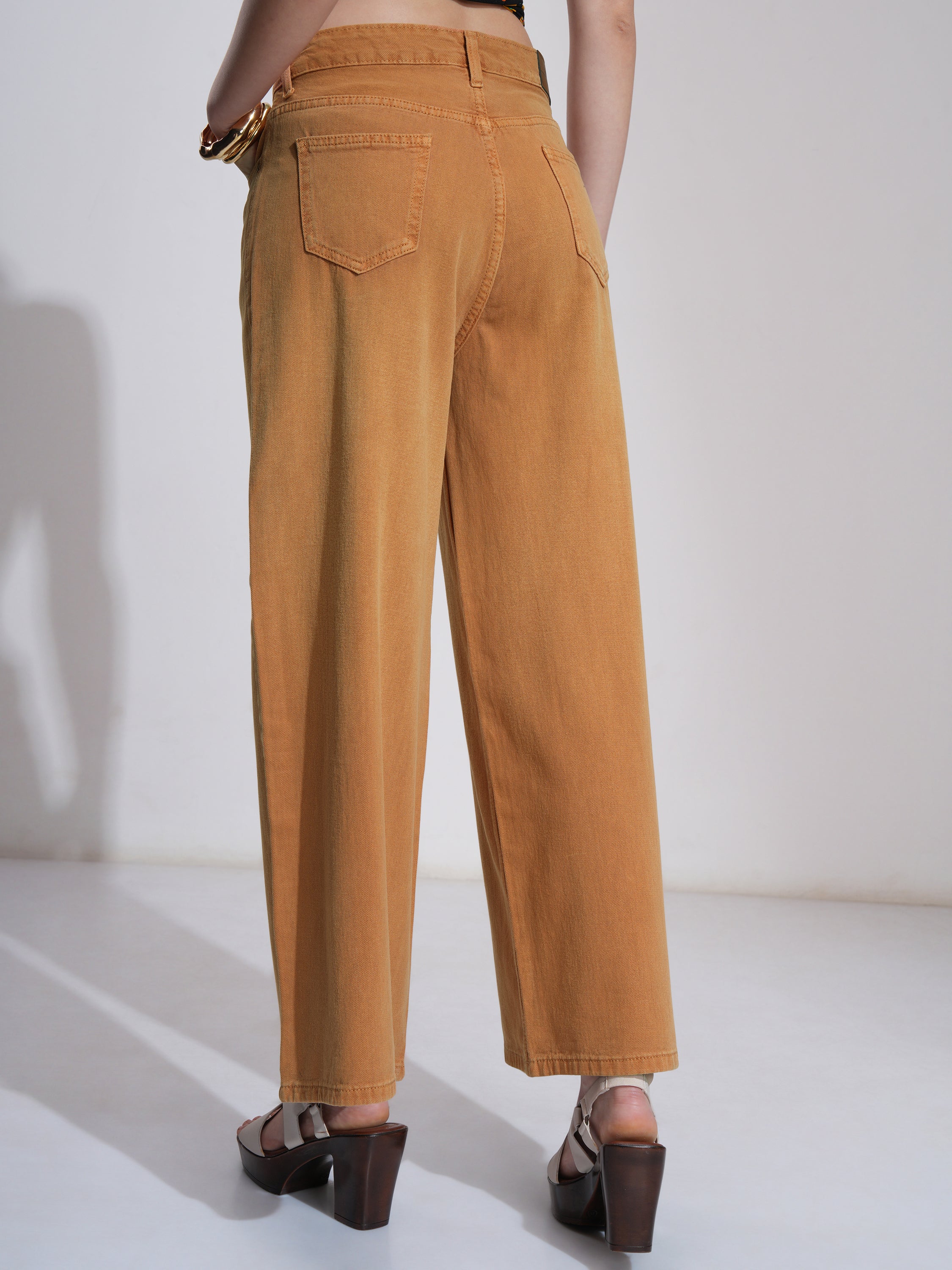 Tokyo Talkies Women Rust Flared Stretchable Jeans - Rust - Image 3
