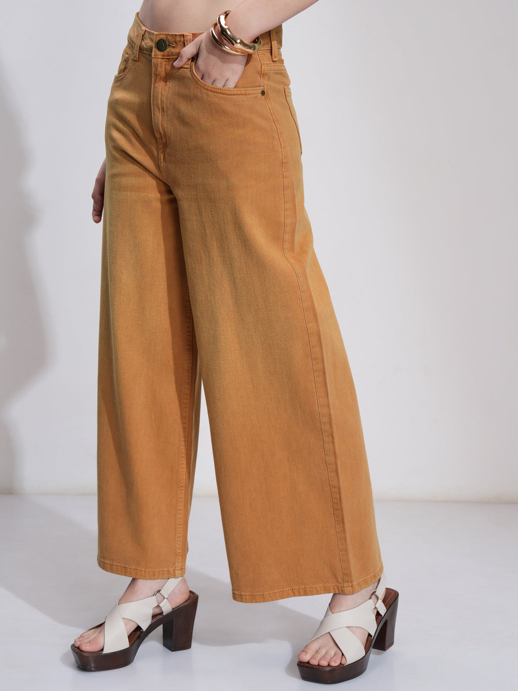 Tokyo Talkies Women Rust Flared Stretchable Jeans - Rust - Image 4