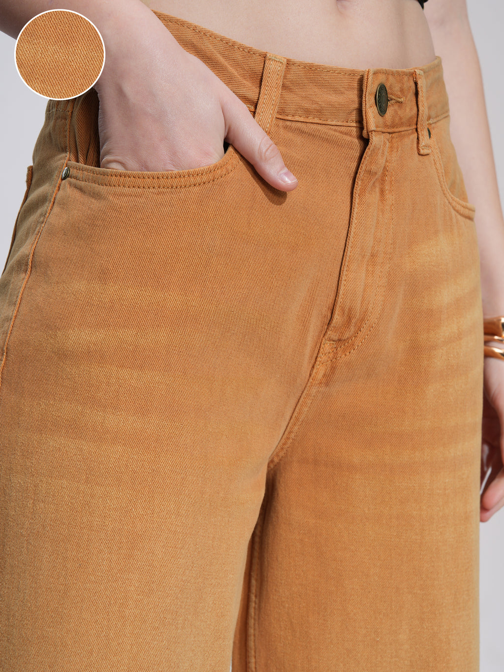 Tokyo Talkies Women Rust Flared Stretchable Jeans - Rust - Image 5