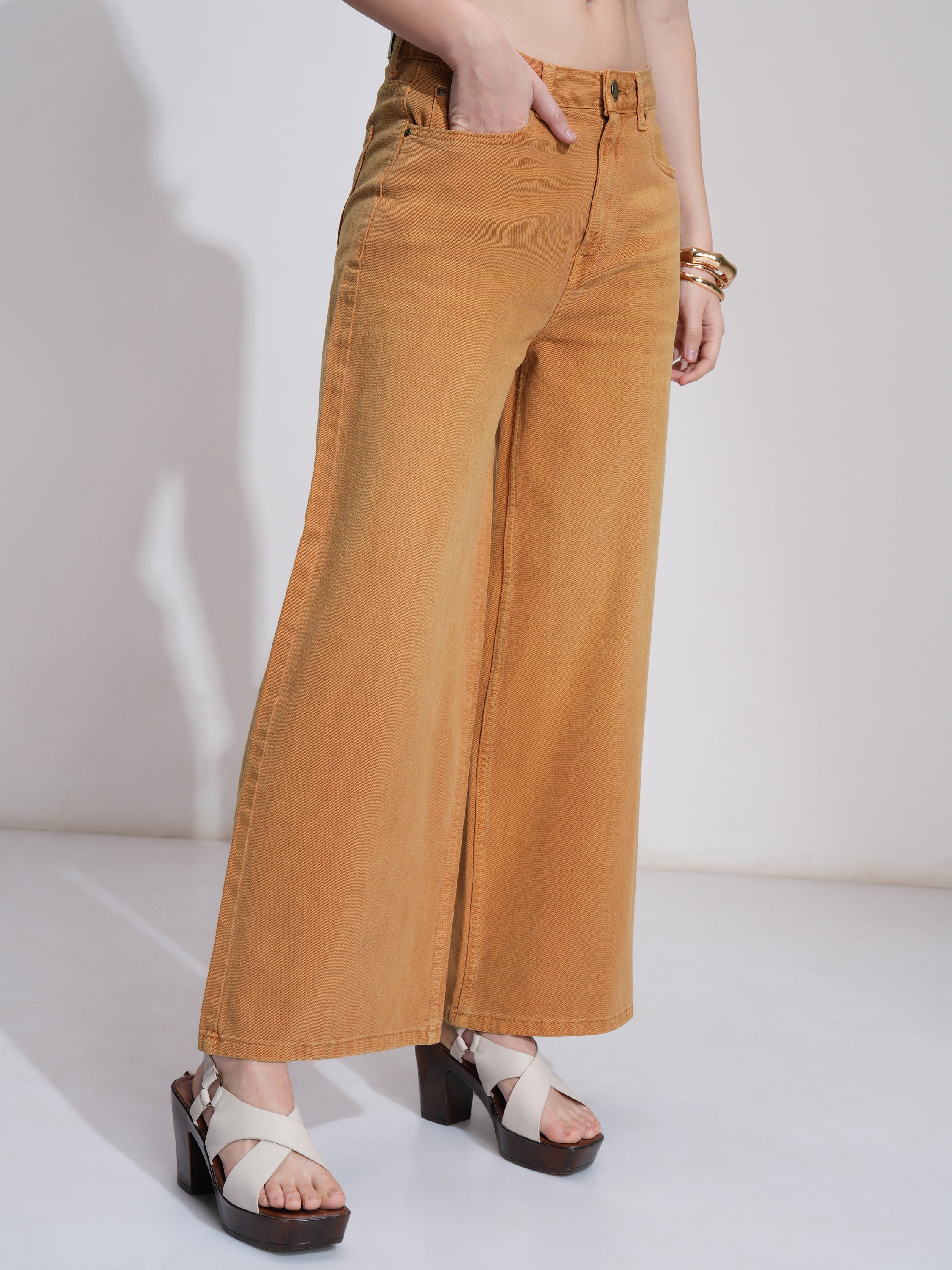 Tokyo Talkies Women Rust Flared Stretchable Jeans - Rust - Image 6