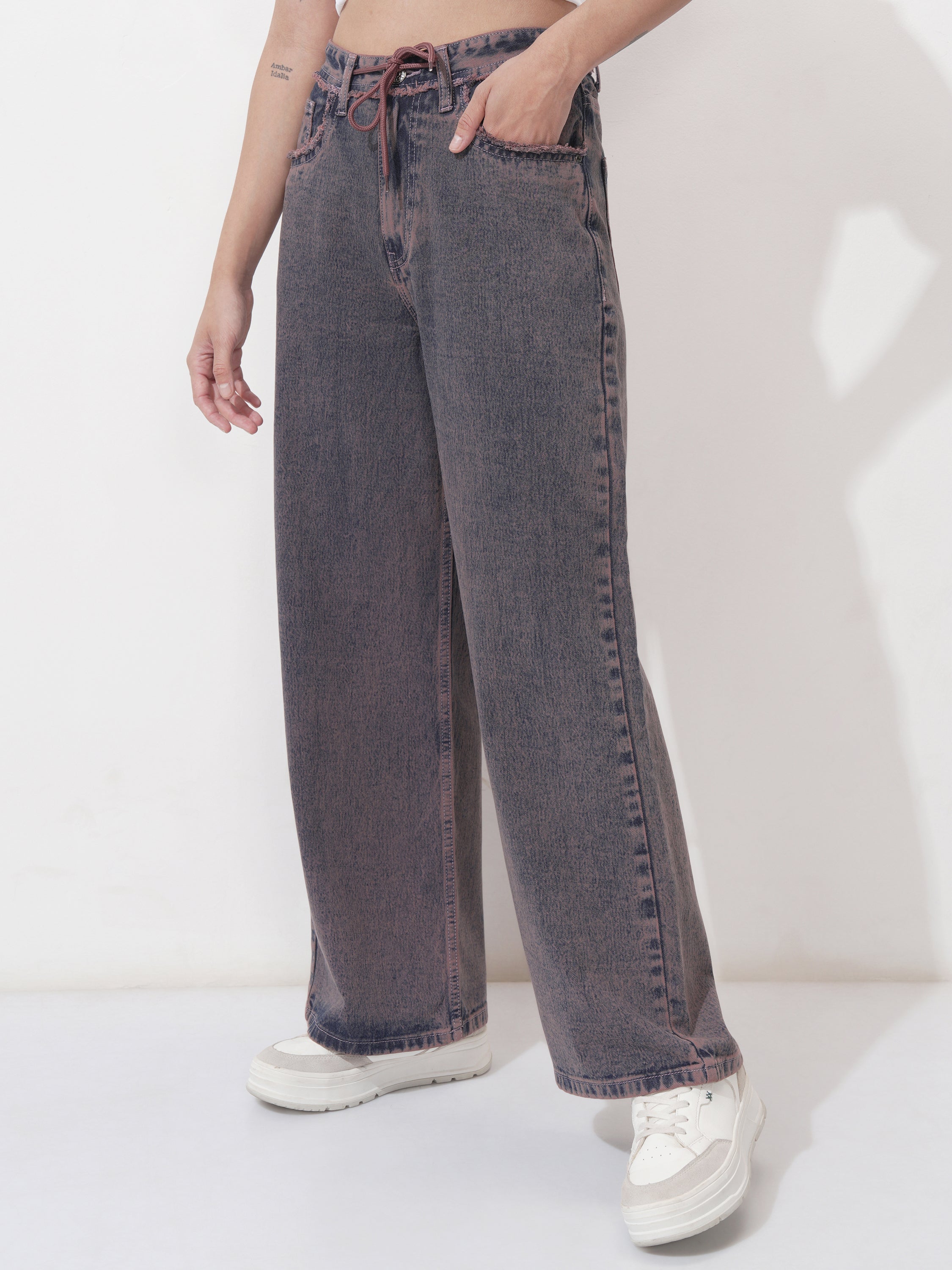 Tokyo Talkies Women Mauve Dad Fit Stretchable Jeans - Mauve - Image 1