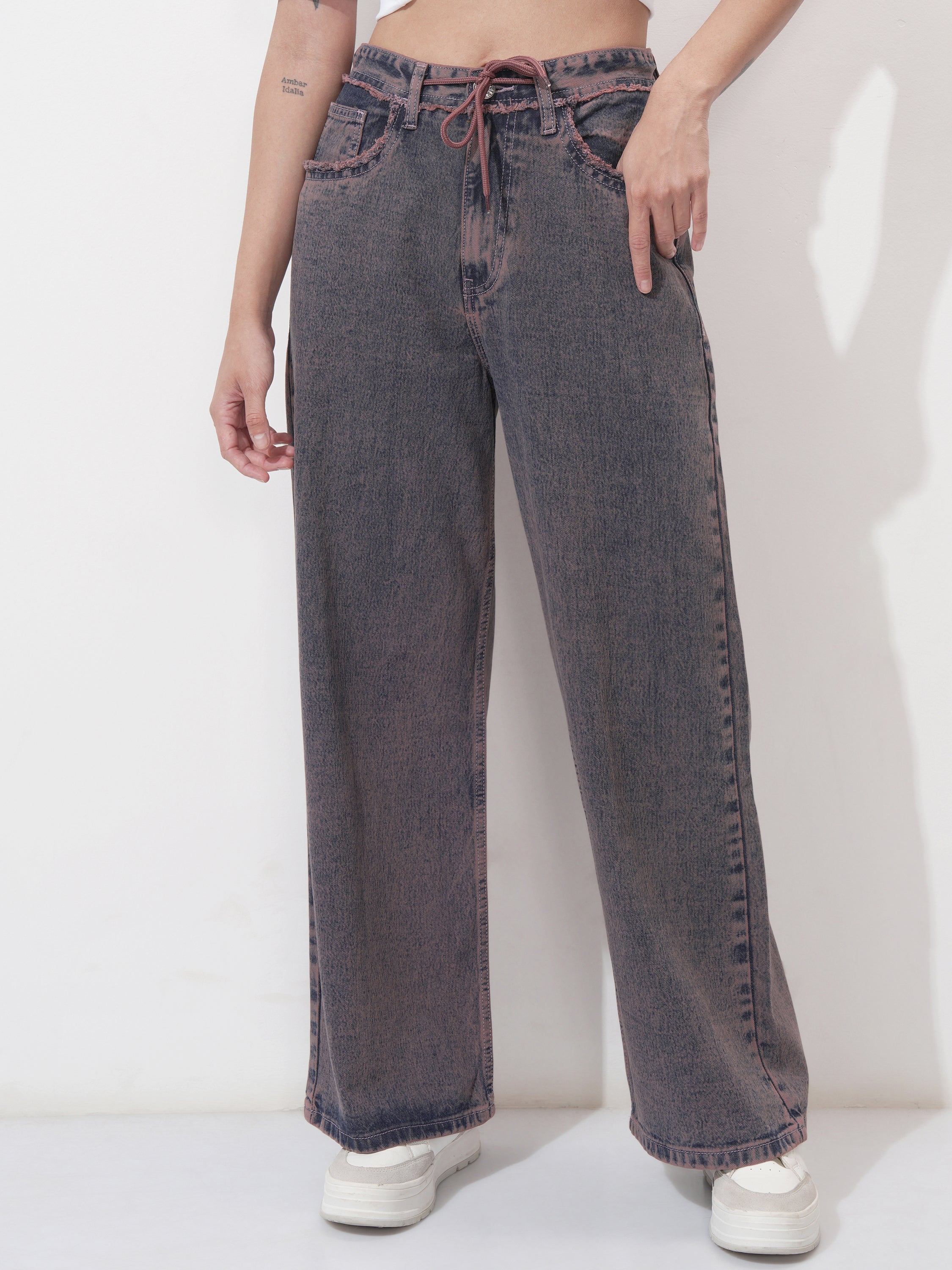 Tokyo Talkies Women Mauve Dad Fit Stretchable Jeans - Mauve - Image 4