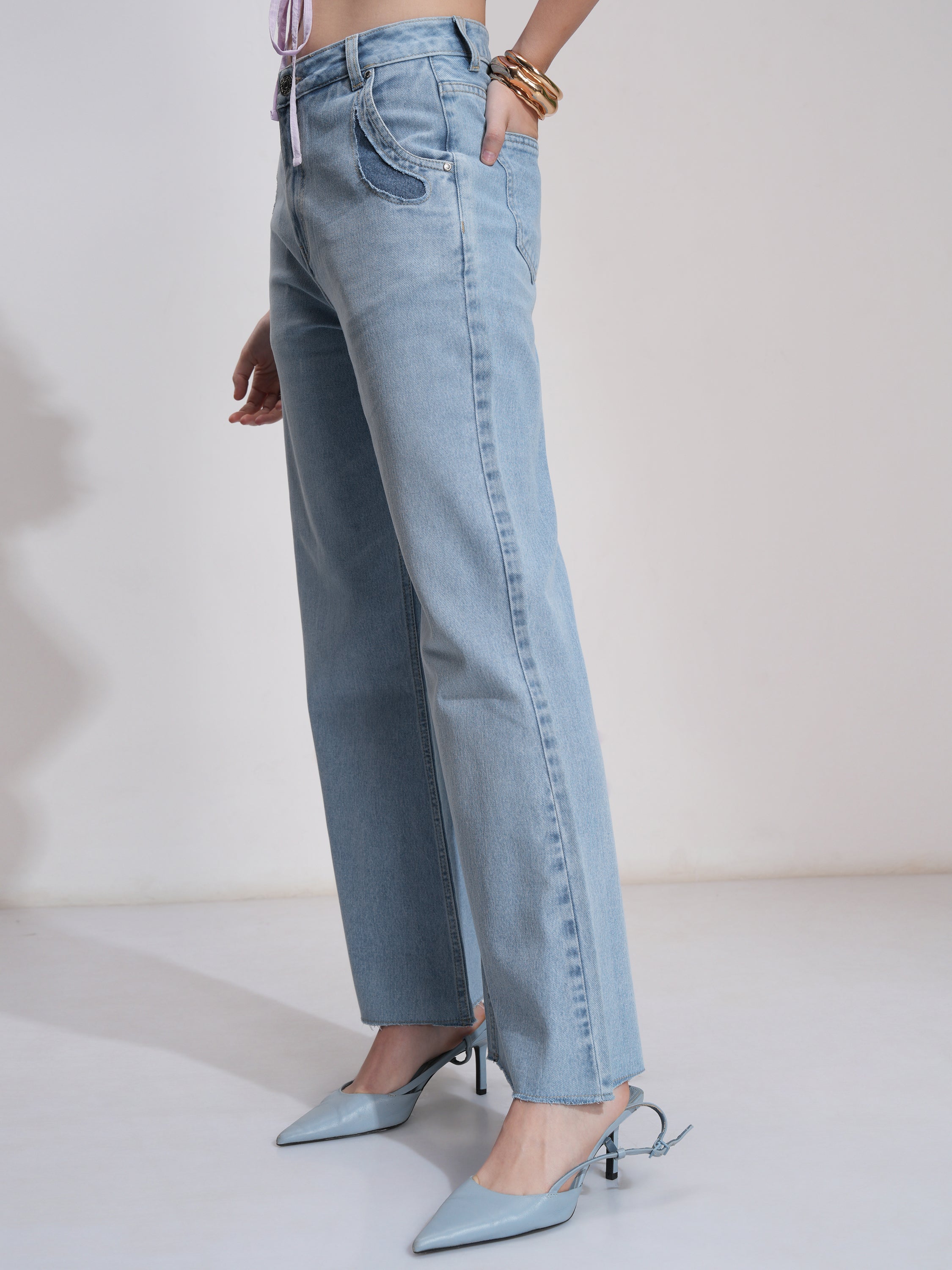 Tokyo Talkies Women Blue Bootcut Stretchable Jeans - Blue - Image 4