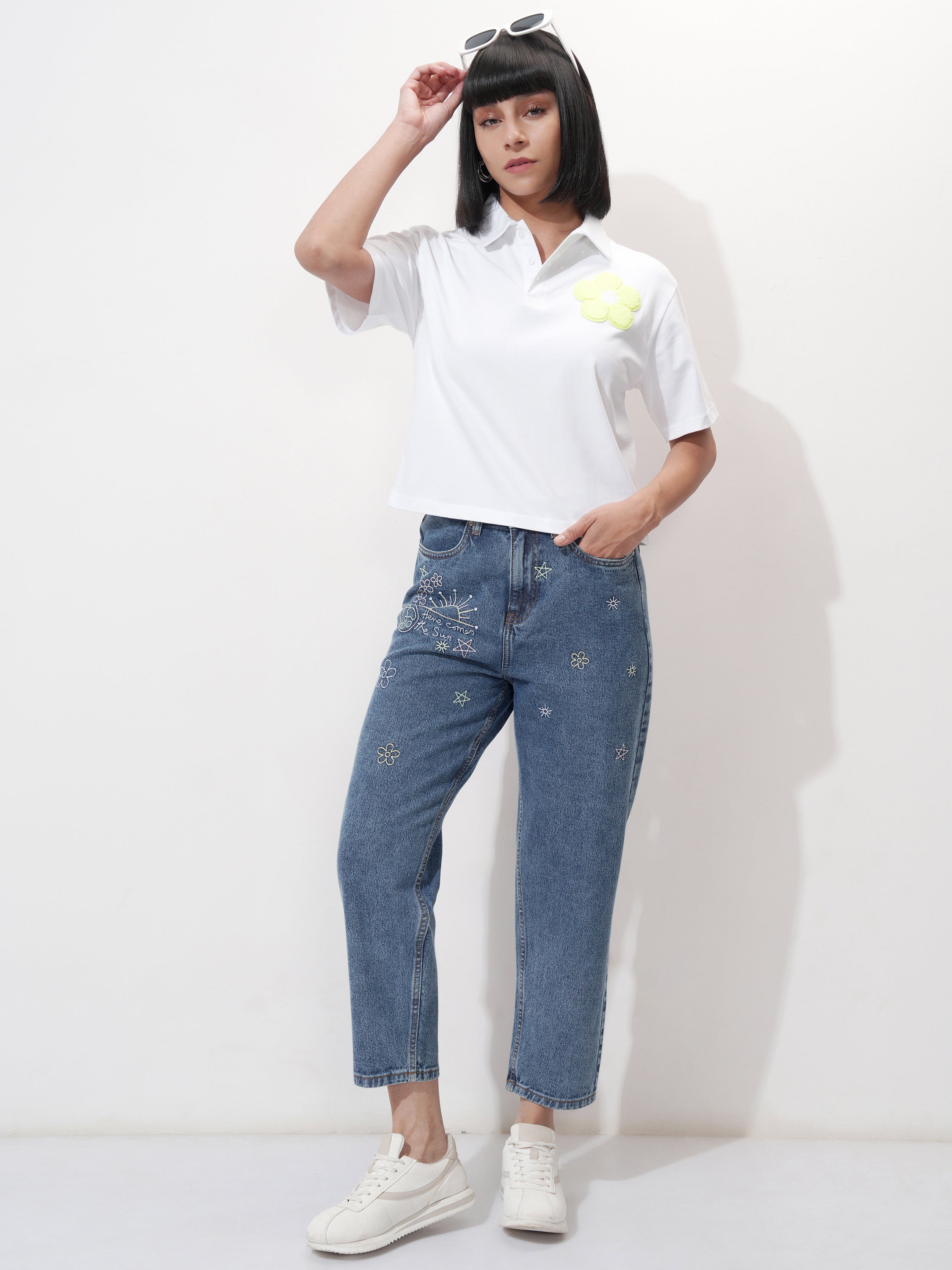 Tokyo Talkies Women Blue Mom Fit Stretchable Jeans - Blue - Image 2