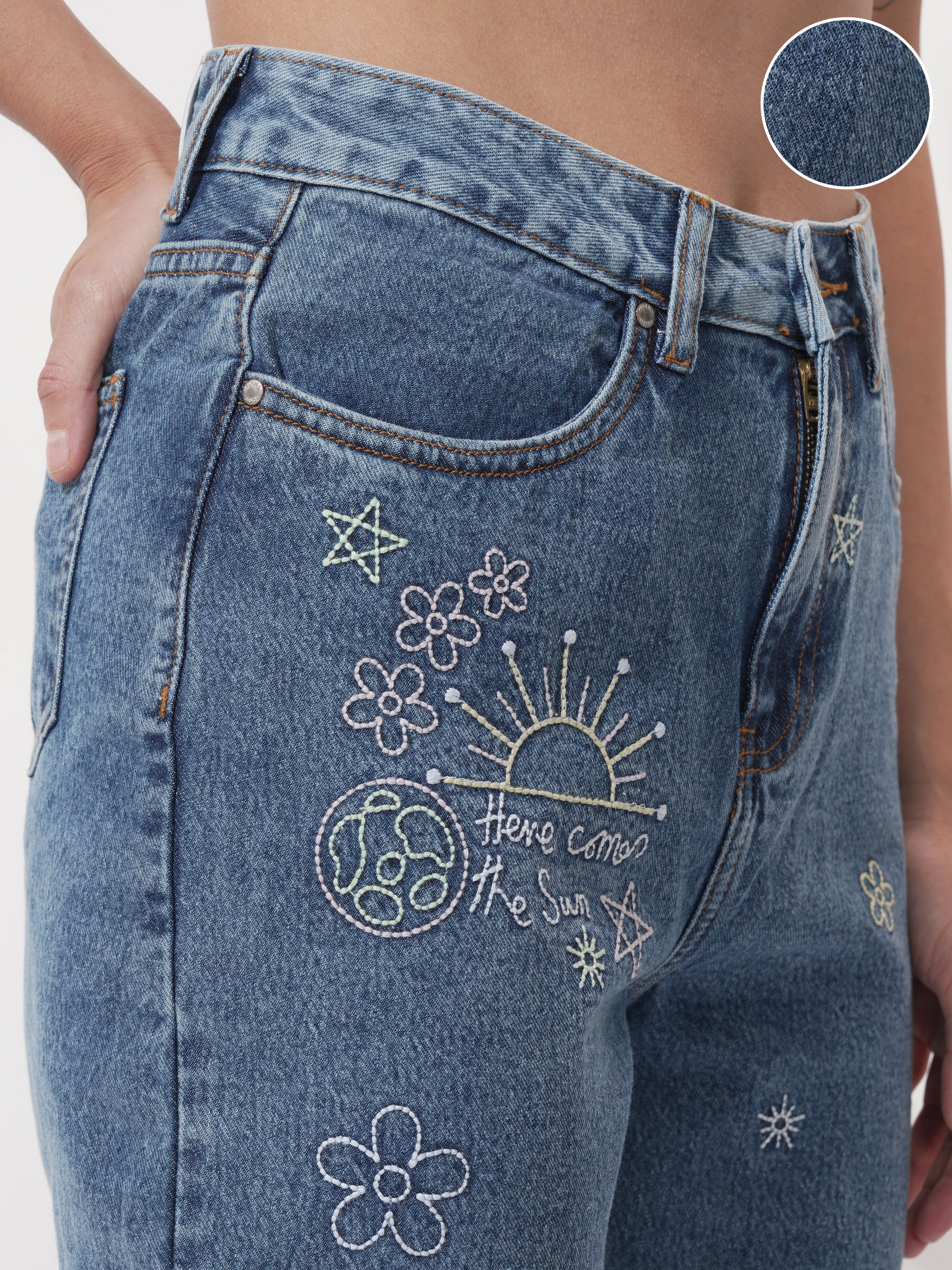 Tokyo Talkies Women Blue Mom Fit Stretchable Jeans - Blue - Image 5