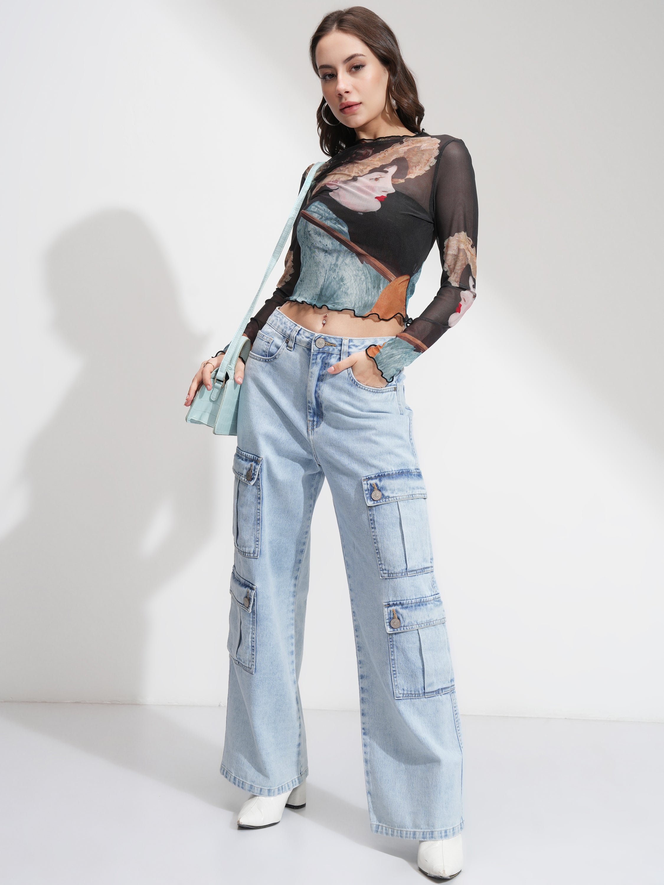 Tokyo Talkies Women Blue Dad Fit Stretchable Jeans - Blue - Image 2
