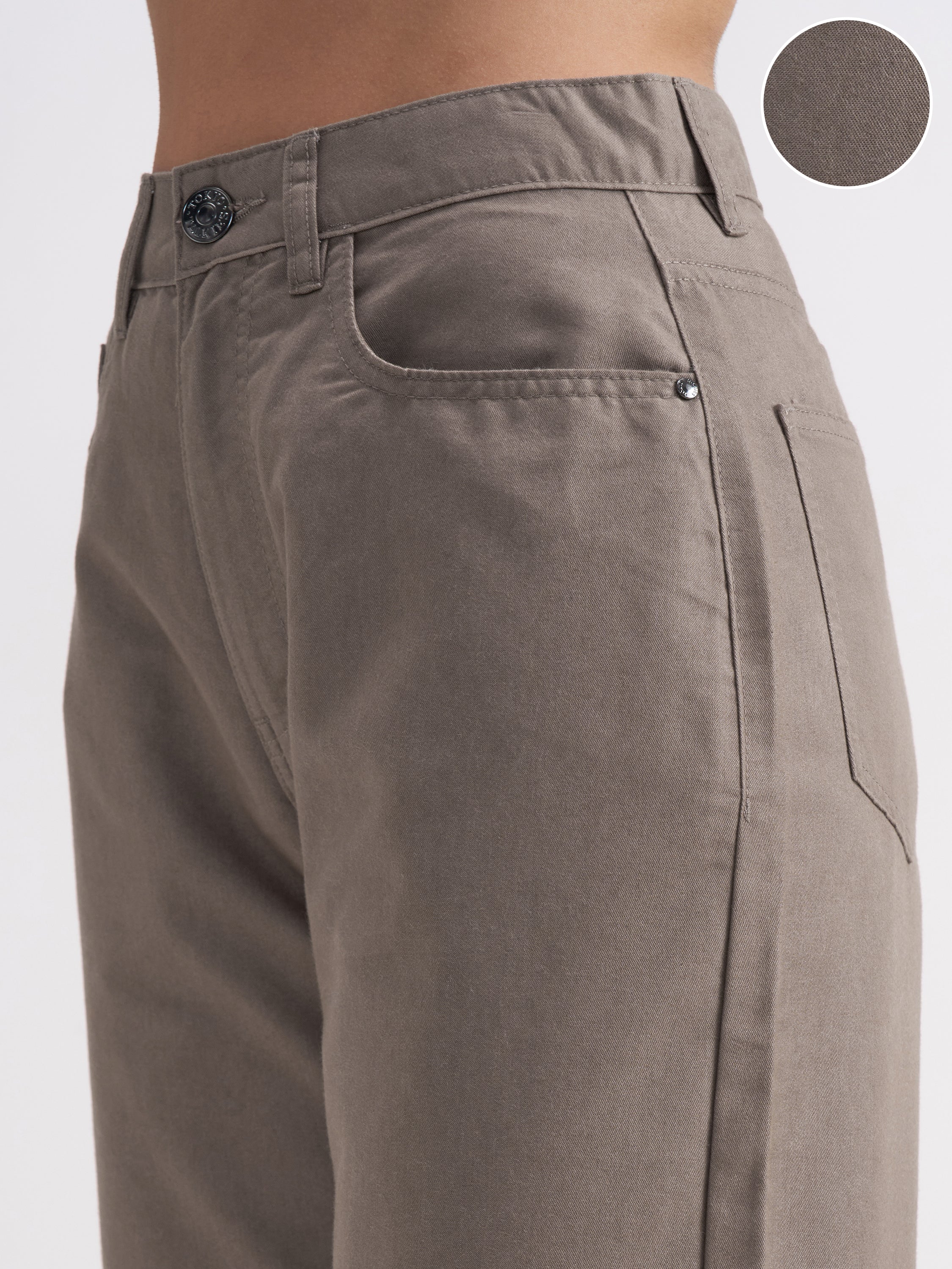 Tokyo Talkies Women Taupe Wide Fit Stretchable Jeans - Taupe - Image 5