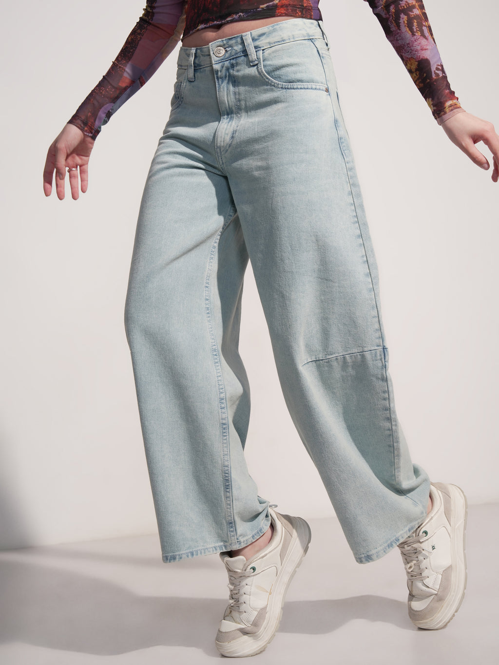 Tokyo Talkies Women Blue Wide Leg Jeans - Blue - Image 1