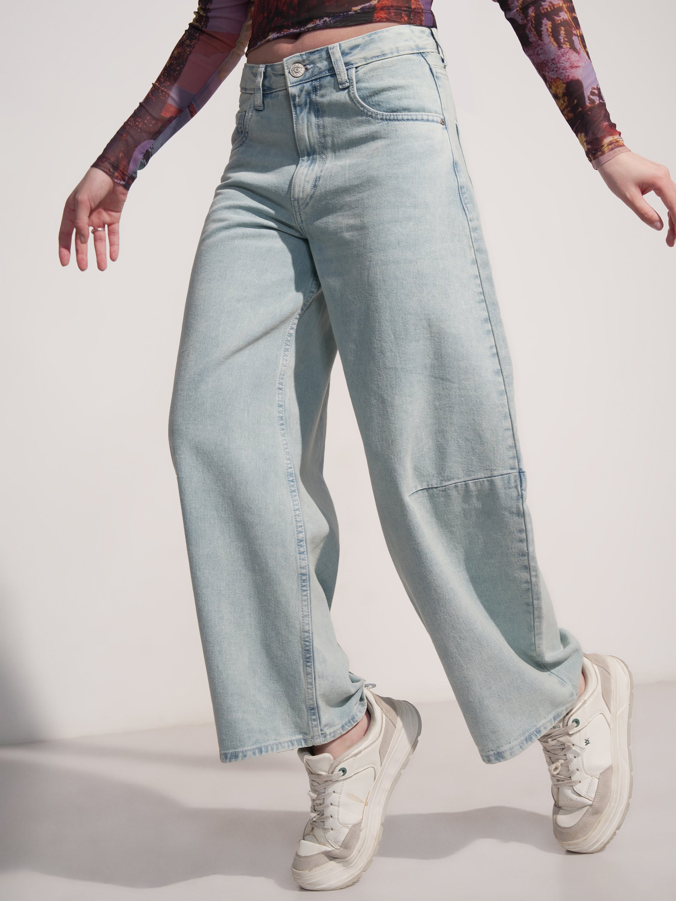 Tokyo Talkies Women Blue Wide Leg Jeans - Blue - Image 1