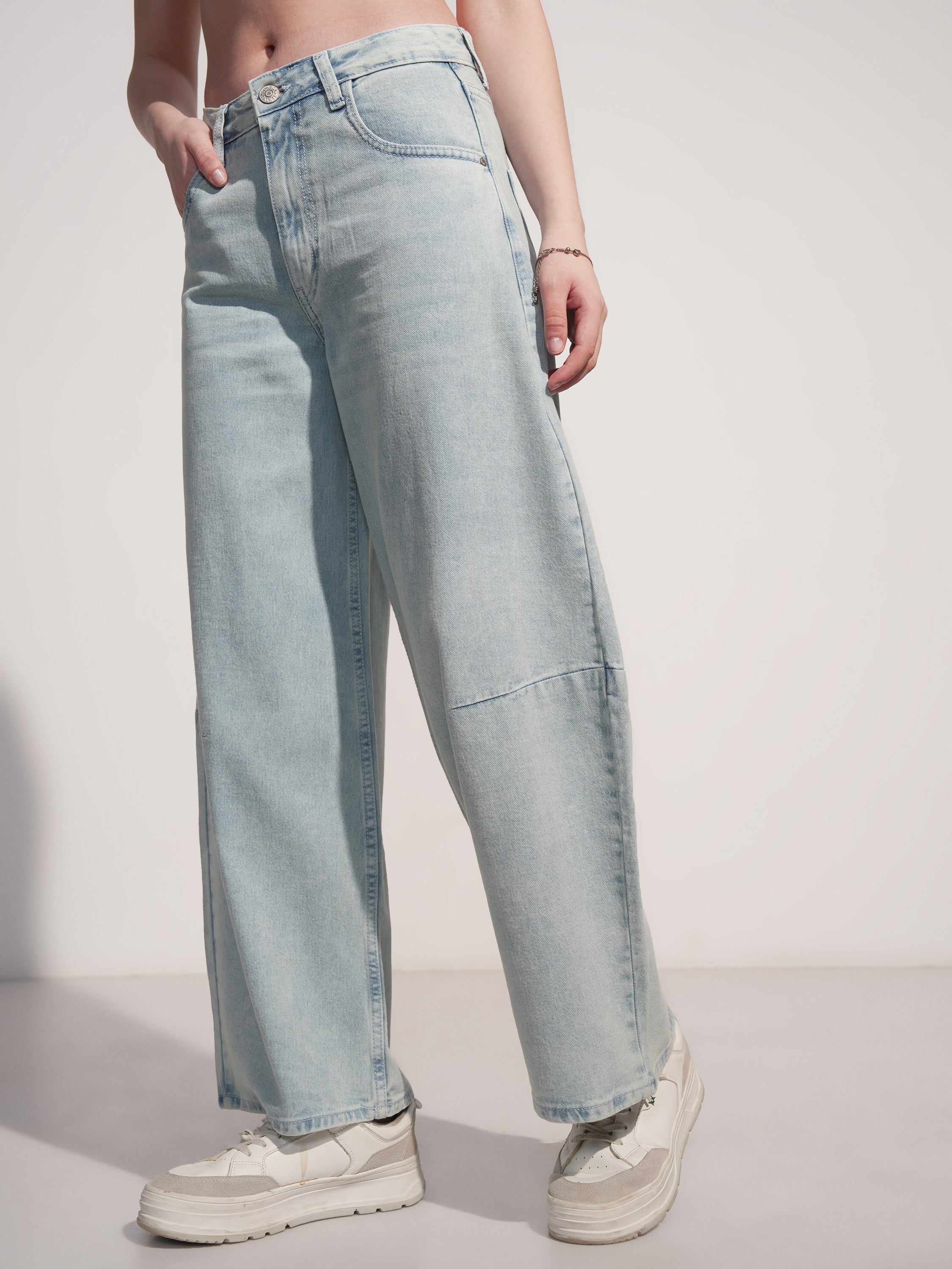 Tokyo Talkies Women Blue Wide Leg Jeans - Blue - Image 4