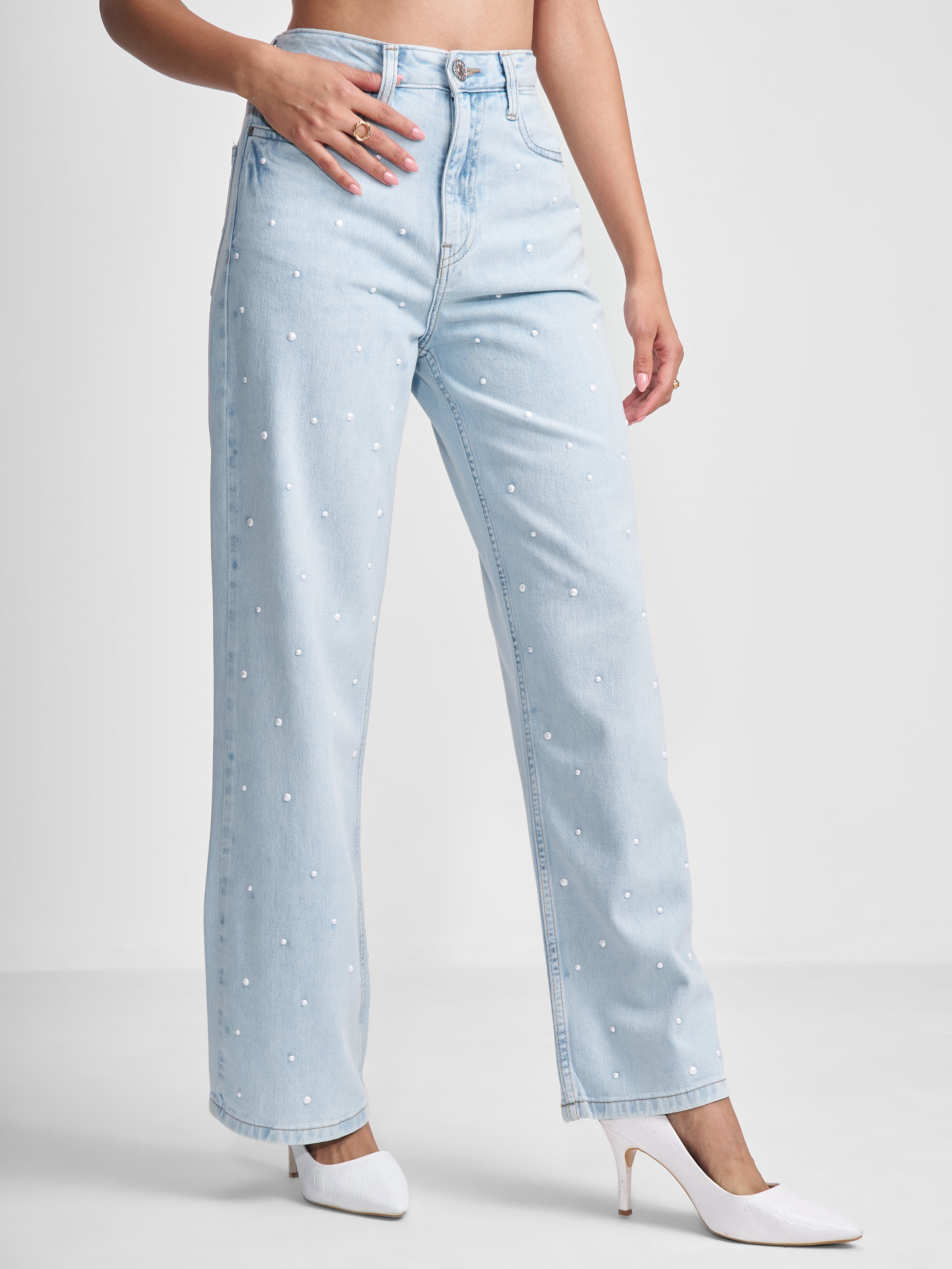 Tokyo Talkies Women Blue Straight Fit Jeans - Blue - Image 6