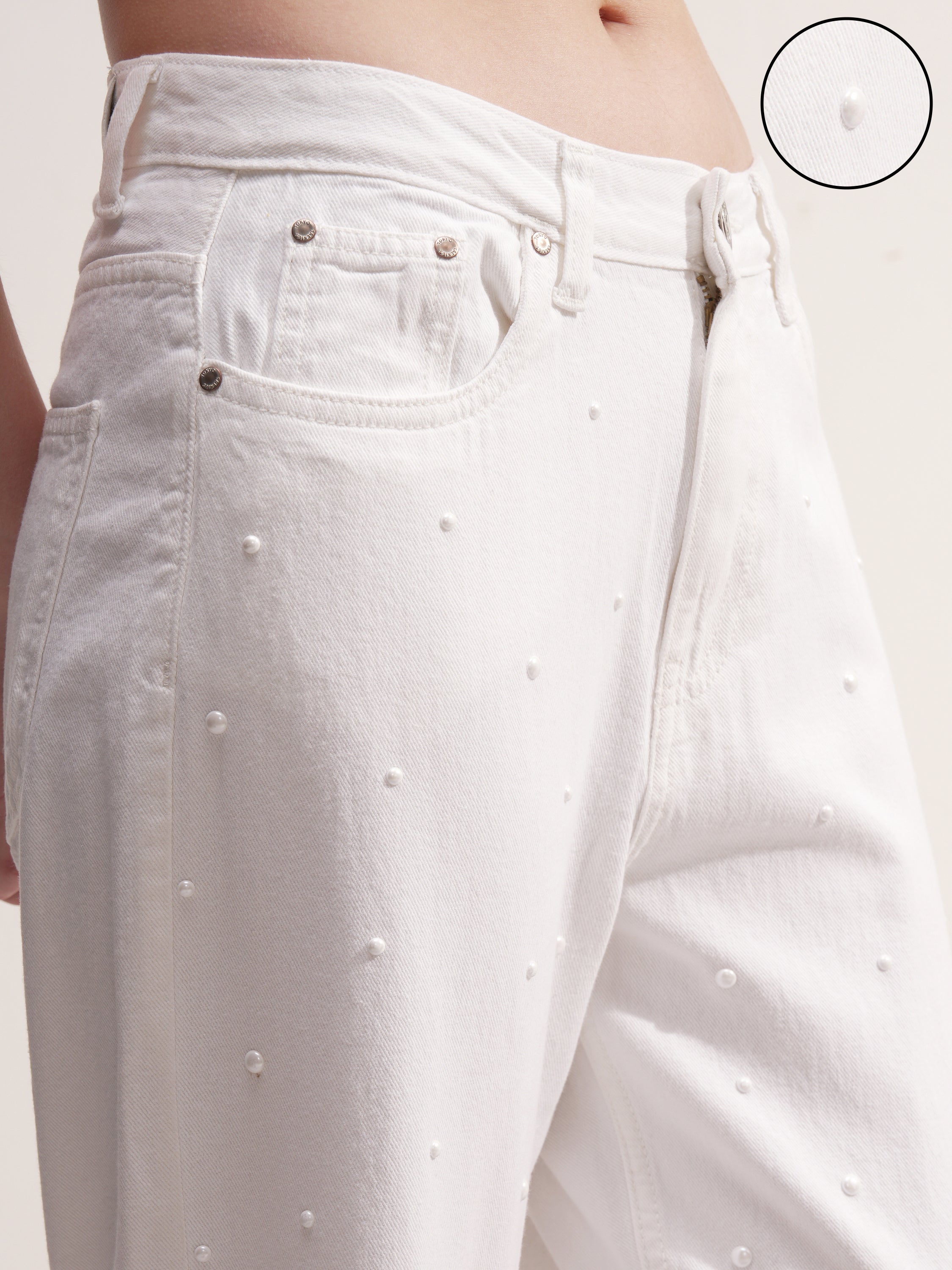 Tokyo Talkies Women White Straight Fit Stretchable Jeans - White - Image 5